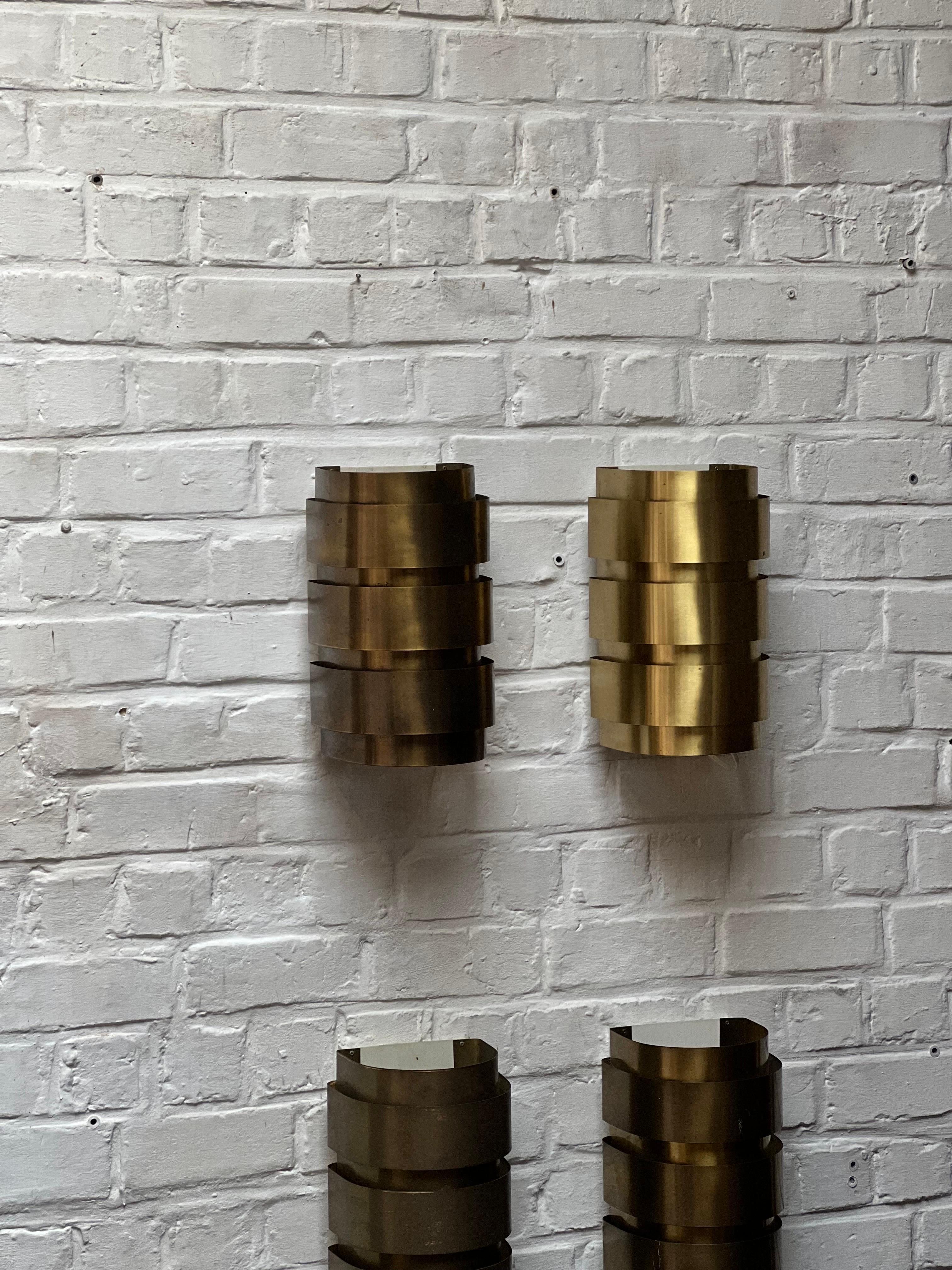 Hans Agne Jakobsson Brass Wall Lamp, Set of 4 Mid-century from Sweden For Sale 2