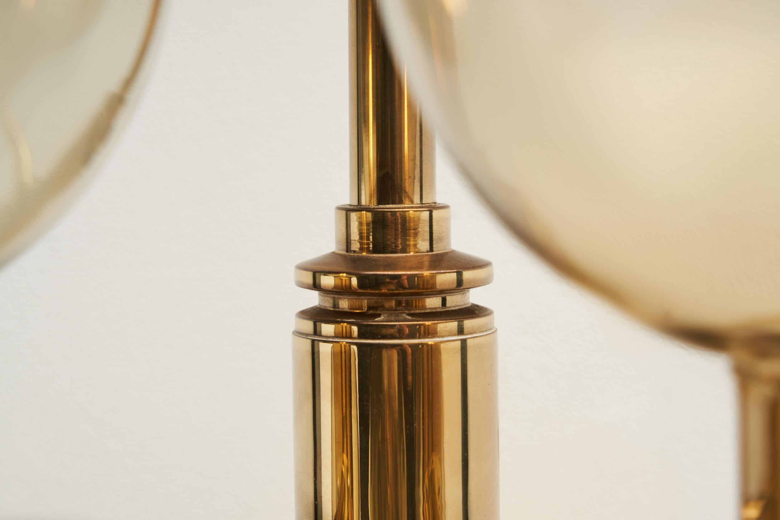 Hans-Agne Jakobsson Brass Wall Lamp with Smoked Glass Shades, Sweden, 1960s For Sale 11