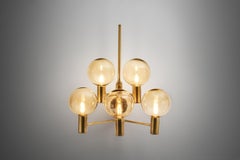 Hans-Agne Jakobsson Brass Wall Lamp with Smoked Glass Shades, Sweden, 1960s