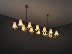 Hans-Agne Jakobsson 'C1280' Chandelier in Brass and White Glass 8.2ft