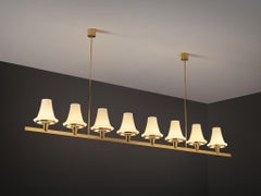 Hans-Agne Jakobsson 'C1280' Chandelier in Brass and White Glass 8.2ft