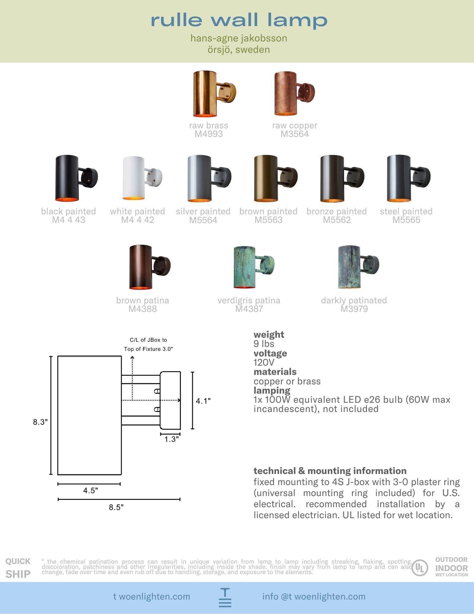 Hans-Agne Jakobsson C627/110 'Rulle' Sconce in Painted Brown For Sale 7