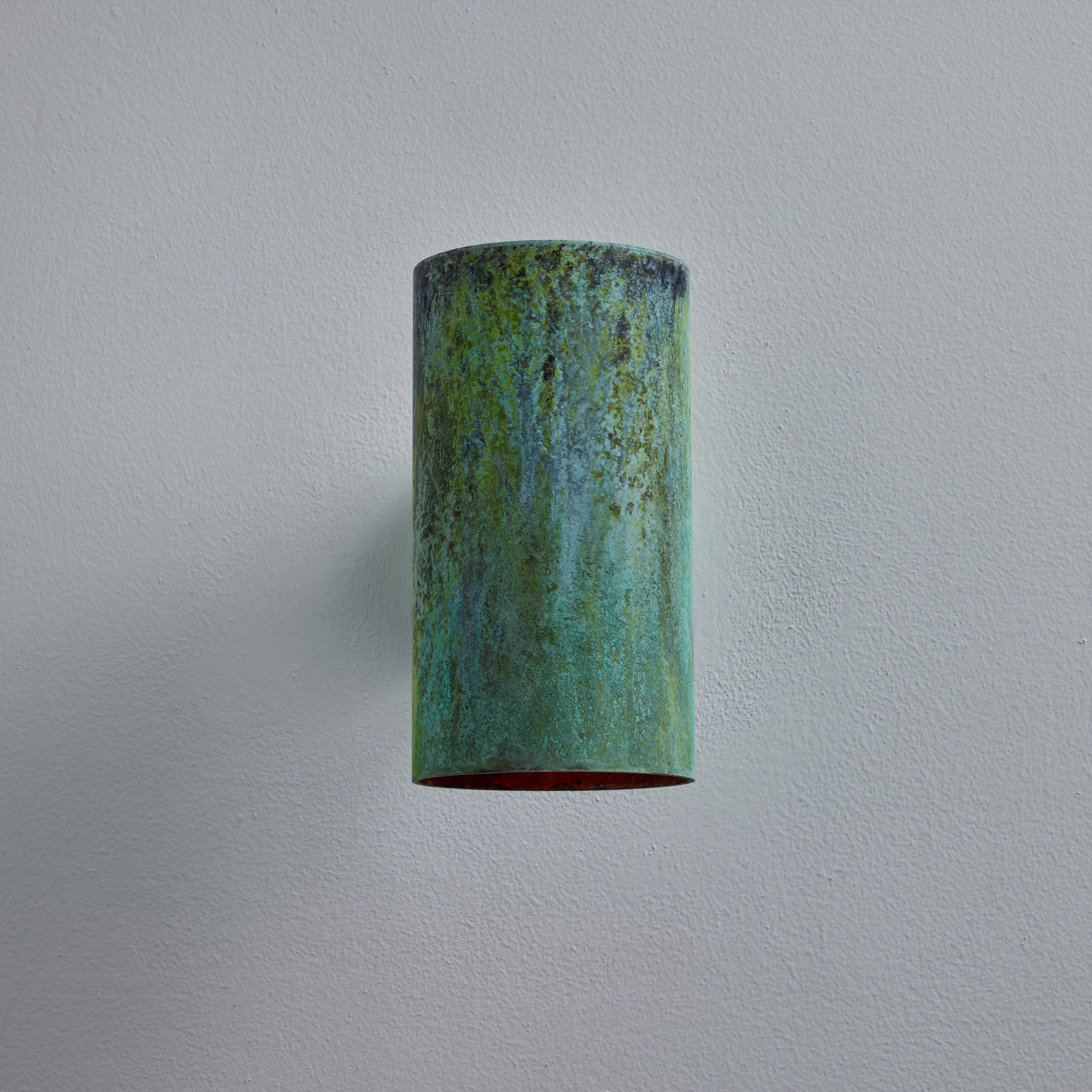 Contemporary Hans-Agne Jakobsson C627/110 'Rulle' Verdigris Patinated Outdoor Sconce For Sale