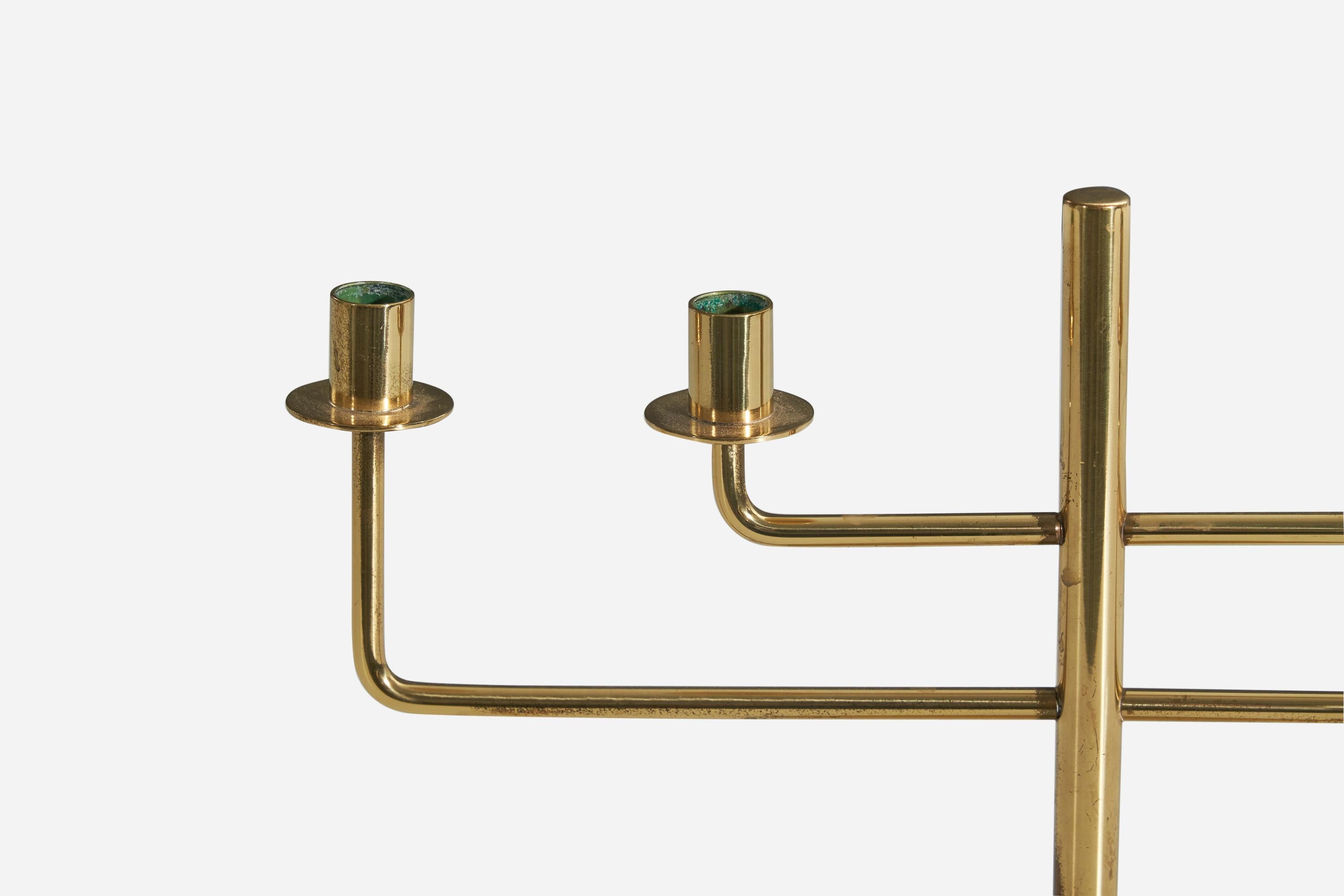 Hans-Agne Jakobsson, Candelabra, Brass, Sweden, 1960s In Good Condition For Sale In High Point, NC