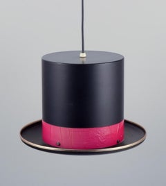 Hans Agne Jakobsson. Ceiling lamp in the shape of a top hat in black metal.