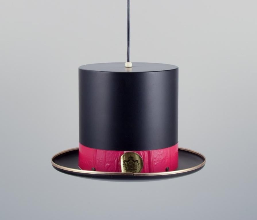Hans Agne Jakobsson. Ceiling lamp in the shape of a top hat in black metal. In Excellent Condition For Sale In København, Copenhagen