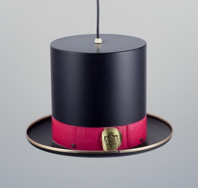 Metal Hans Agne Jakobsson. Ceiling lamp in the shape of a top hat in black metal. For Sale