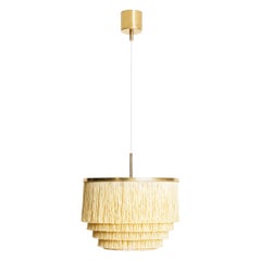 Hans-Agne Jakobsson Ceiling Lamp Model T-602 in Brass and Silk Fringes