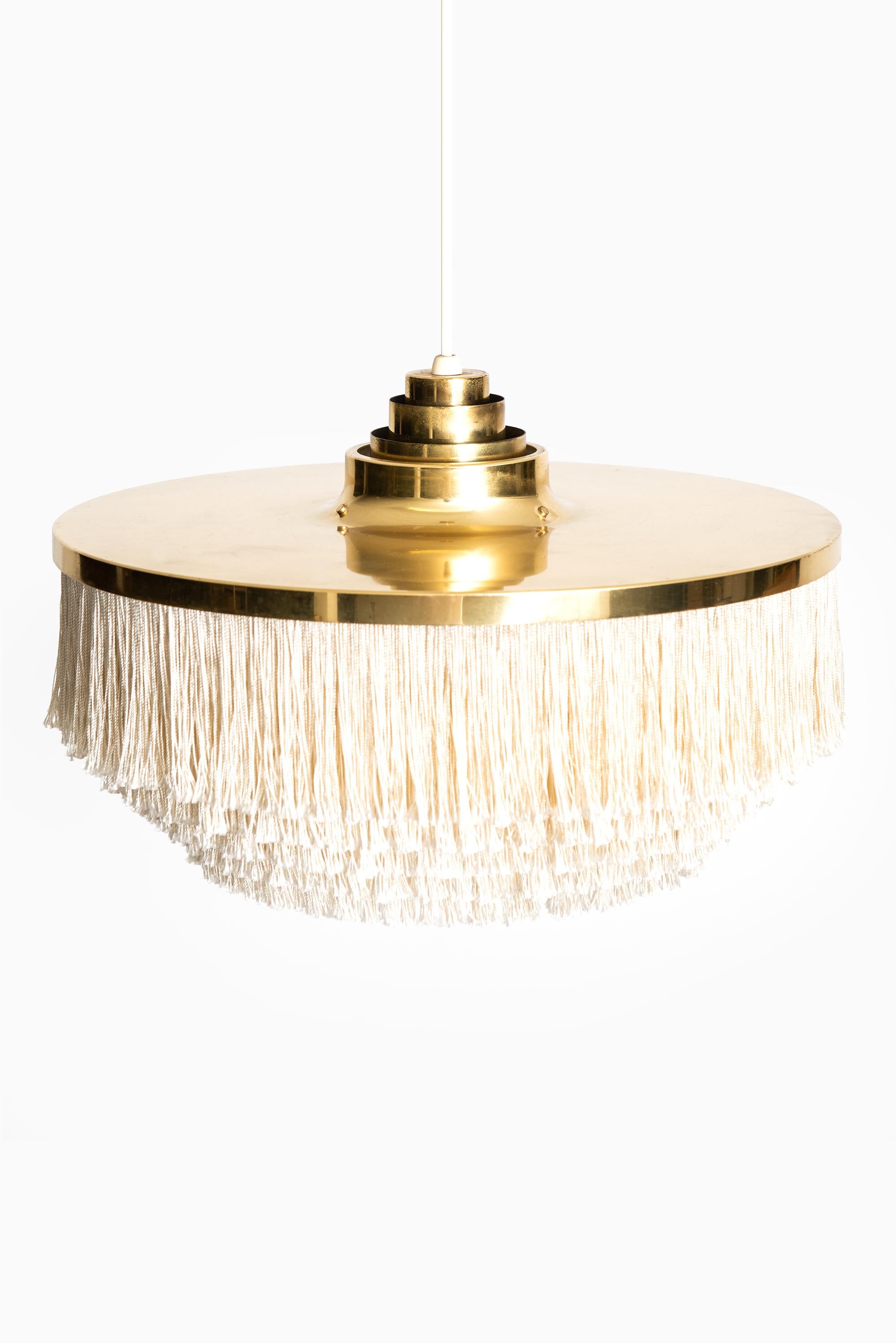 Swedish Hans-Agne Jakobsson Ceiling Lamp Model T-603 in Brass and Silk Fringes