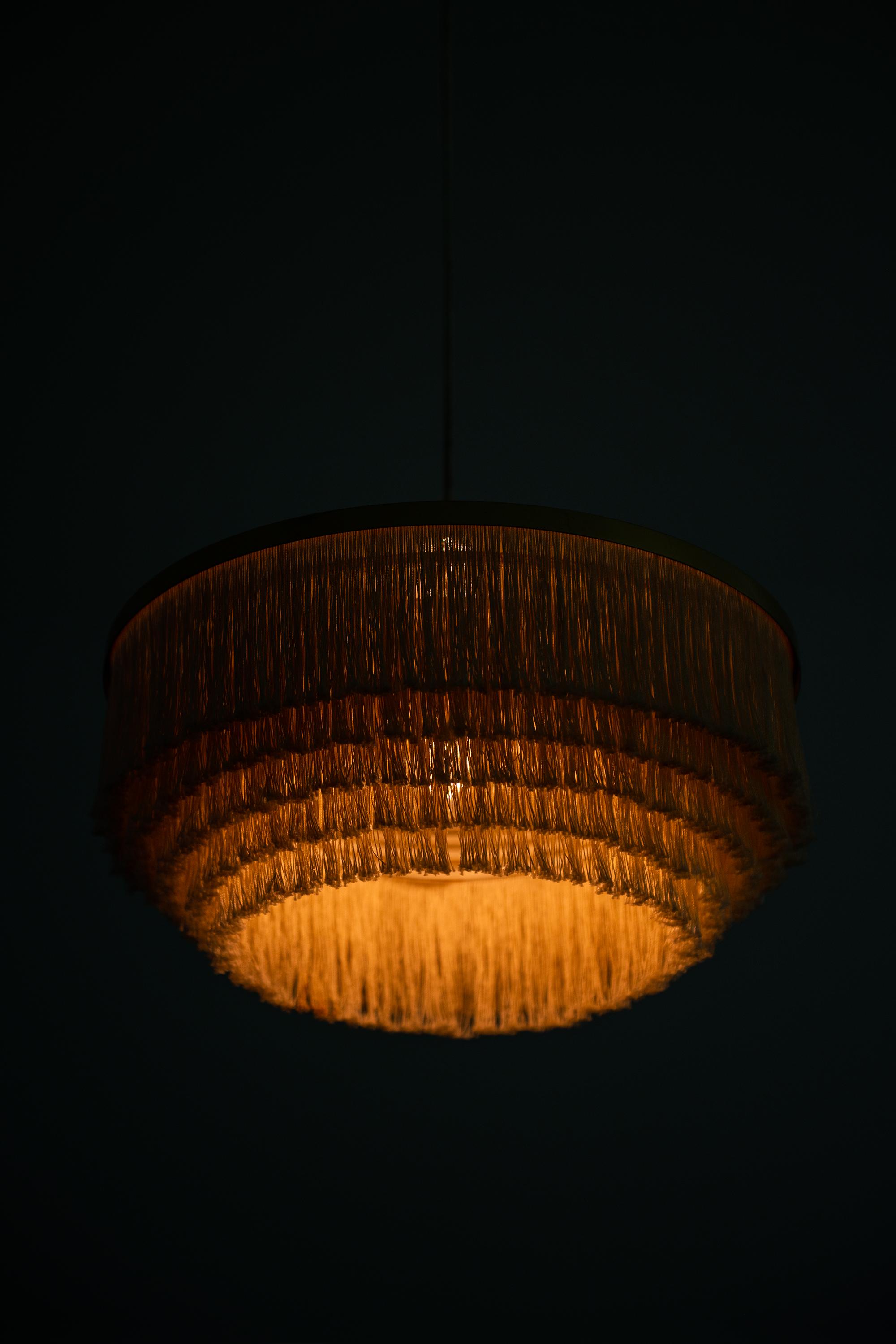 Hans-Agne Jakobsson Ceiling Lamp Model T-603 in Brass and Silk Fringes 1