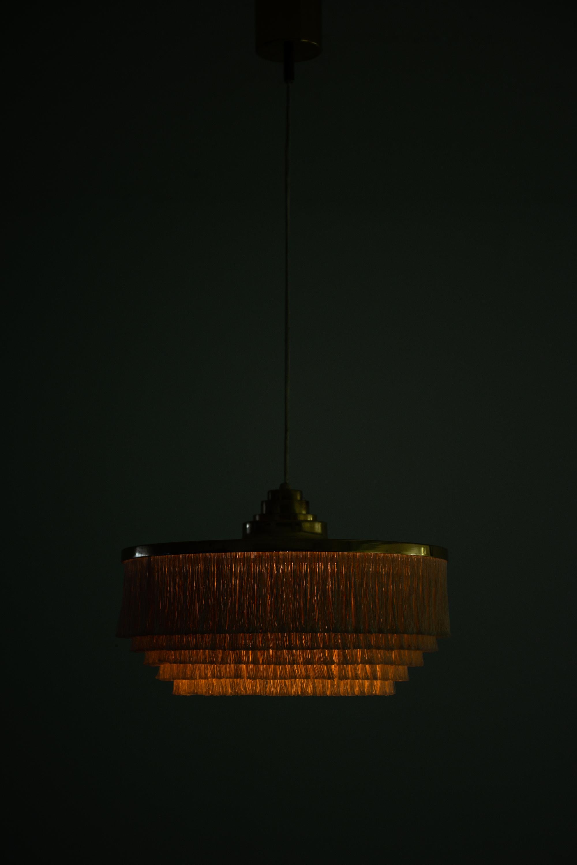 Hans-Agne Jakobsson Ceiling Lamp Model T-603 in Brass and Silk Fringes 2