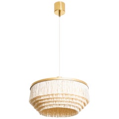 Hans-Agne Jakobsson Ceiling Lamp Model T-603 in Brass and Silk Fringes