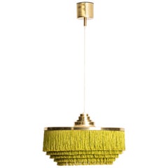 Hans-Agne Jakobsson Ceiling Lamp Model T-603 in Brass and Silk Fringes