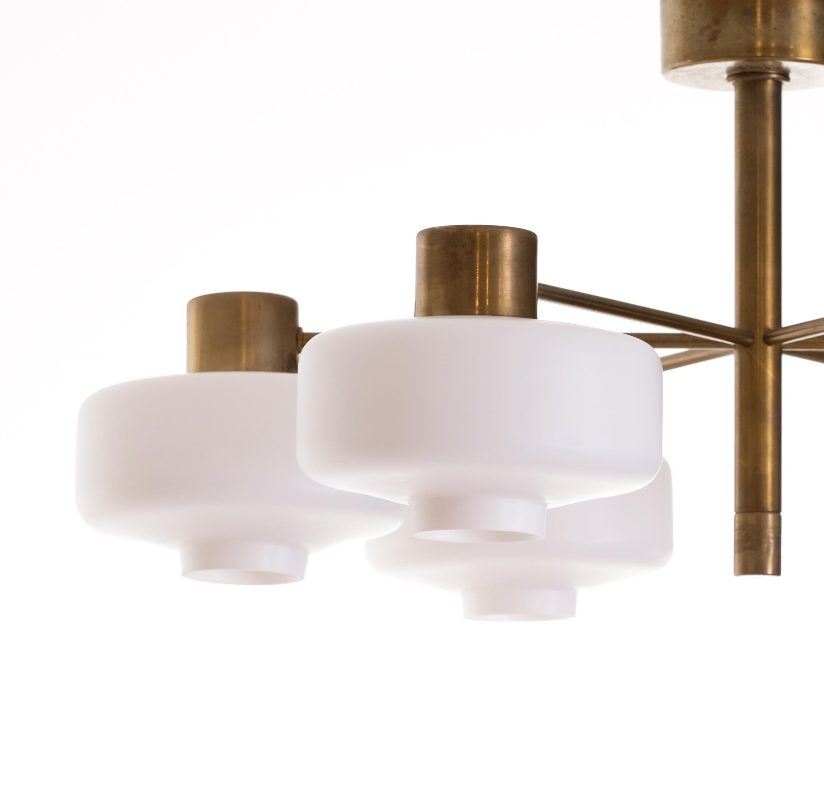 Brass Hans-Agne Jakobsson Ceiling Lamp, Sweden, 1950s