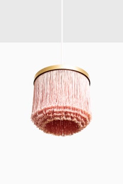 Hans-Agne Jakobsson Ceiling Lamps Model T-605 in Brass and Silk Fringes