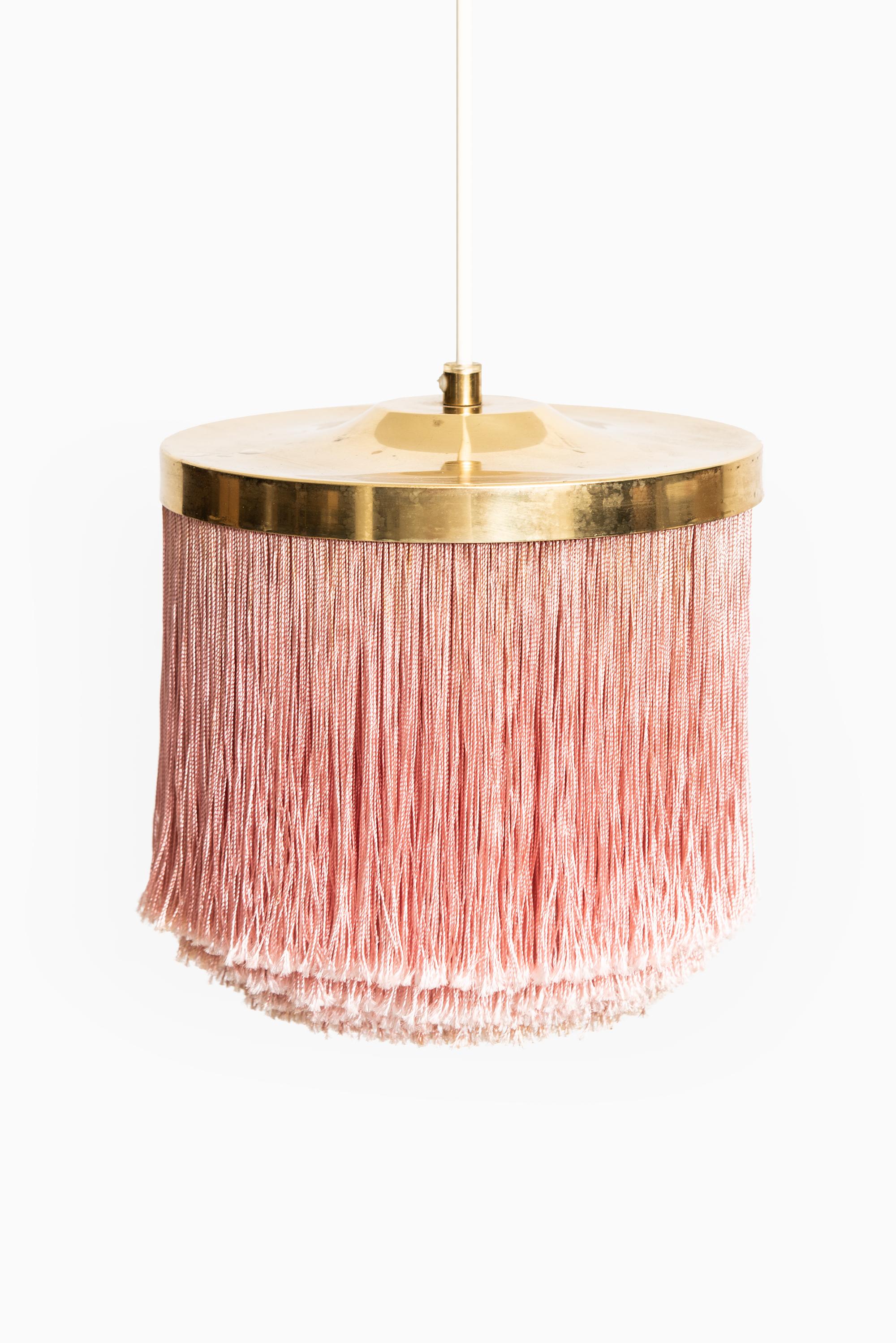 Swedish Hans-Agne Jakobsson Ceiling Lamps Model T-605 in Brass and Silk Fringes For Sale