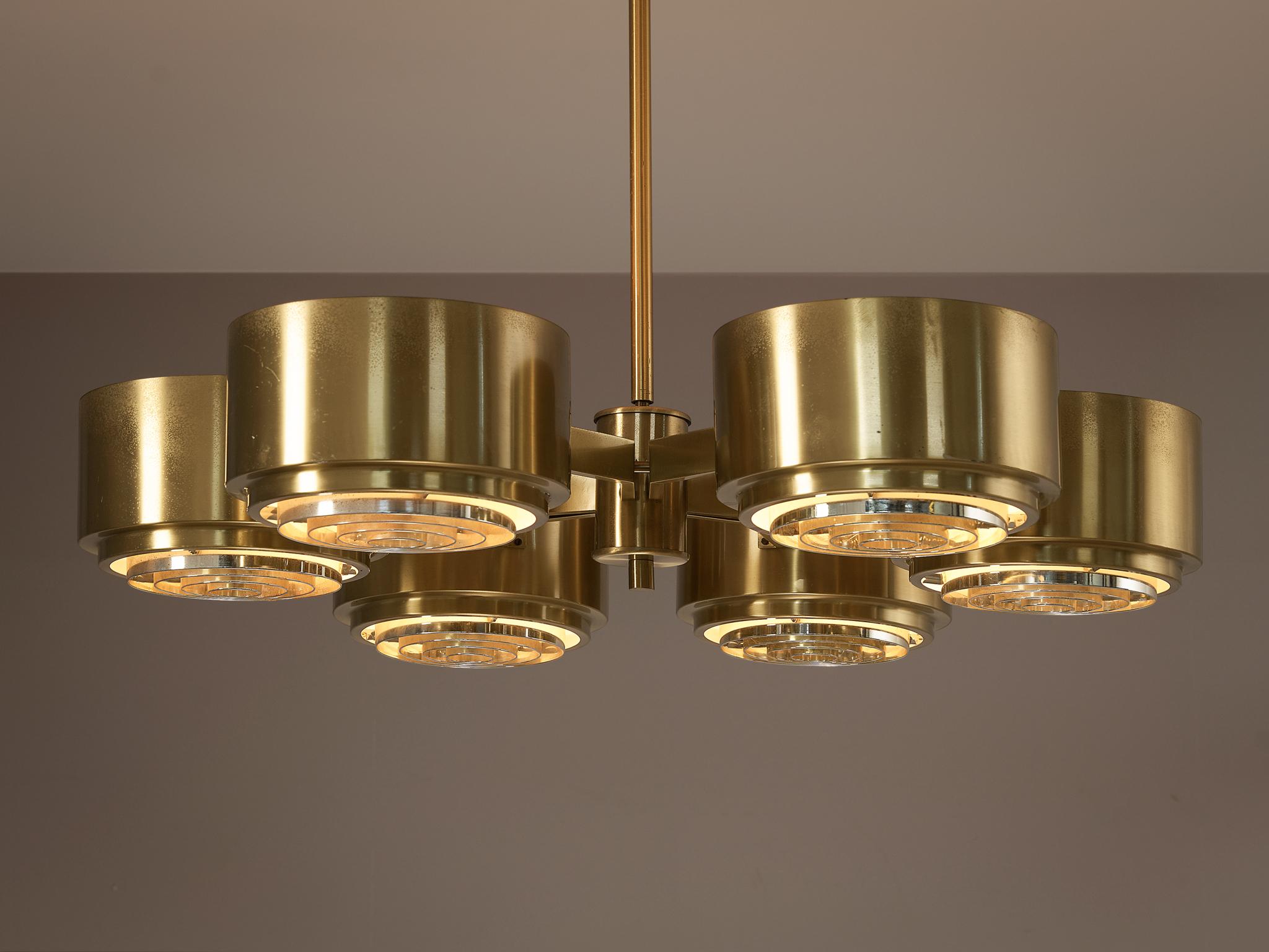 Hans-Agne Jakobsson Ceiling Light in Brass  In Good Condition For Sale In Waalwijk, NL