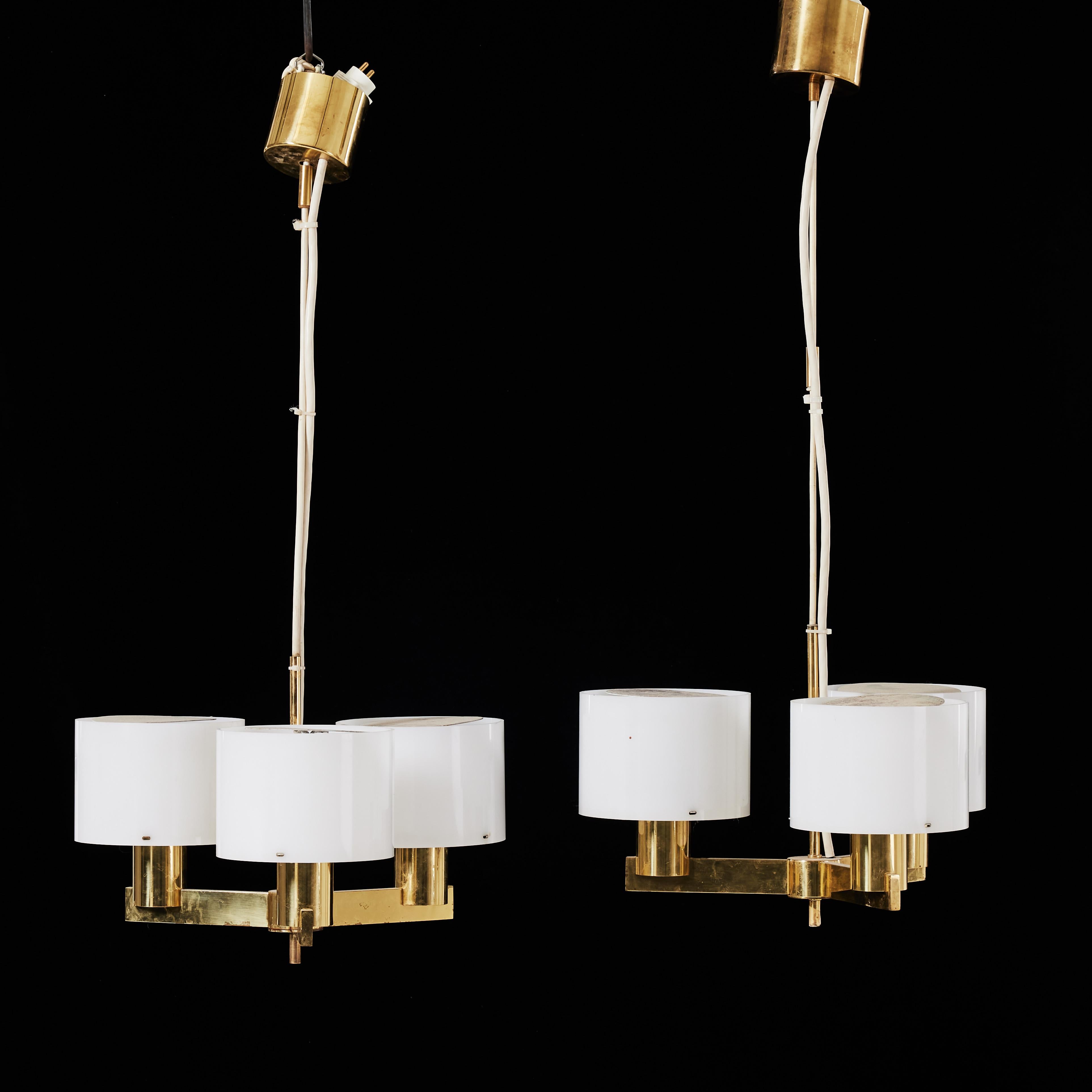 Lampadario Hans Agne Jakobsson a 3 bracci di AB Markaryd Svezia 1960 marcato in vendita 1