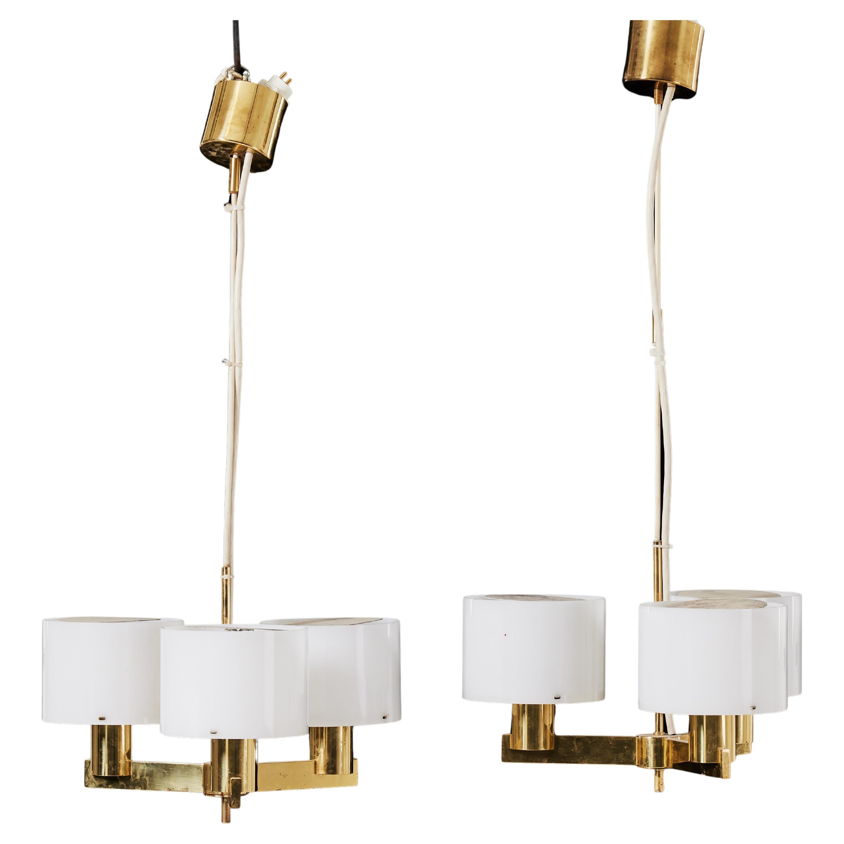 Lampadario Hans Agne Jakobsson a 3 bracci di AB Markaryd Svezia 1960 marcato in vendita