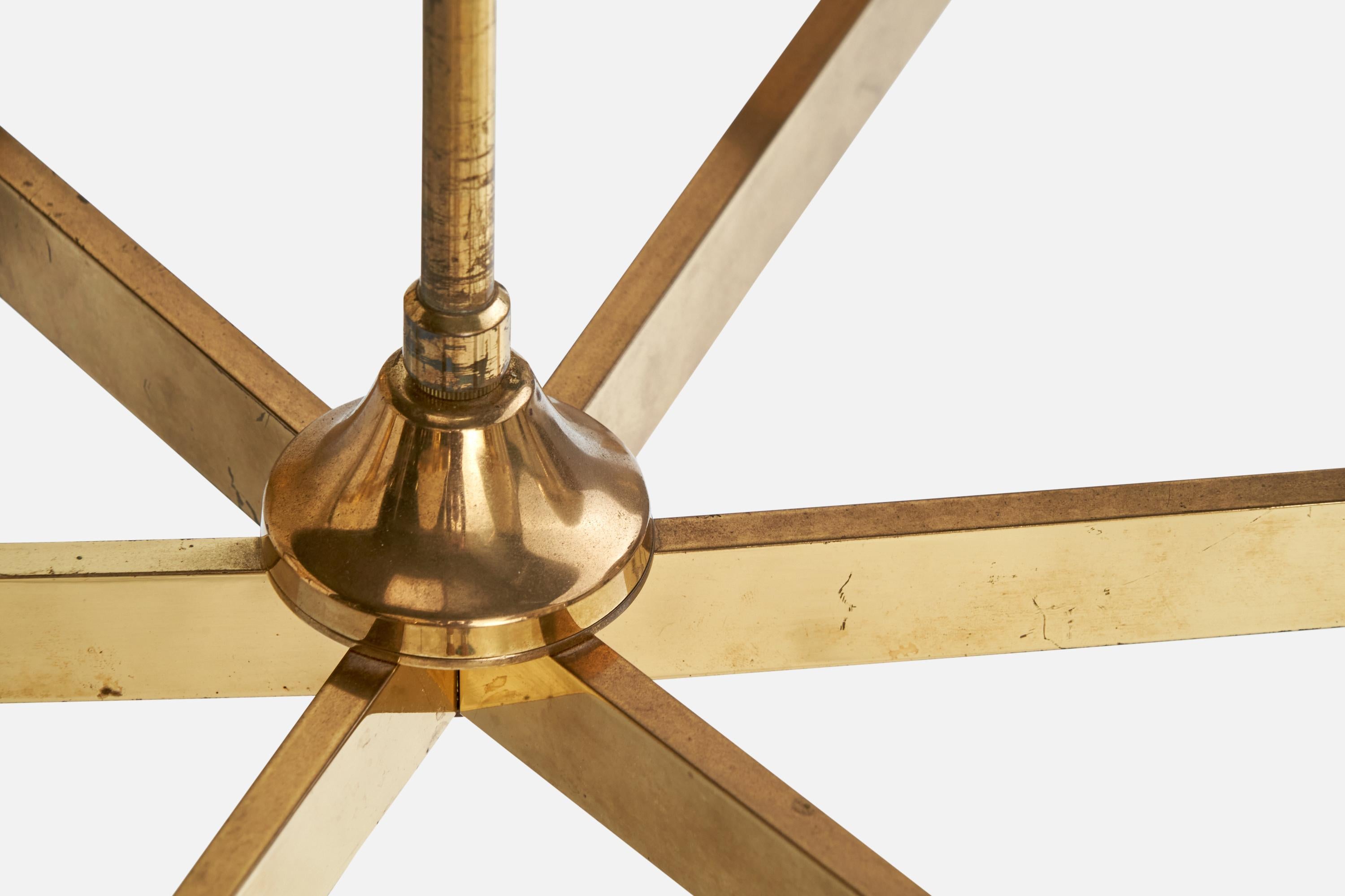 Hans-Agne Jakobsson, Chandelier, Brass, Fabric, Acrylic, Sweden, 1960s For Sale 2