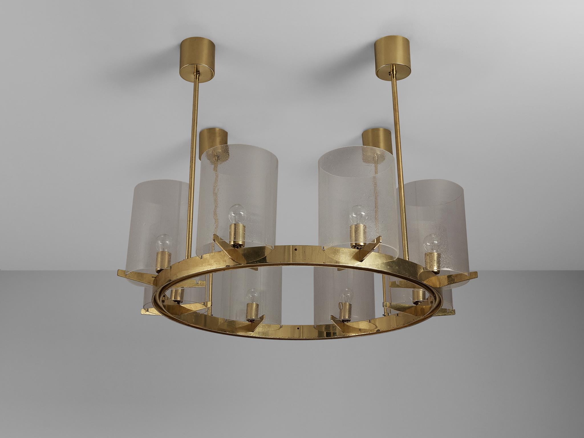 Hans-Agne Jakobsson Chandelier in Brass and Blown Glass  For Sale 5