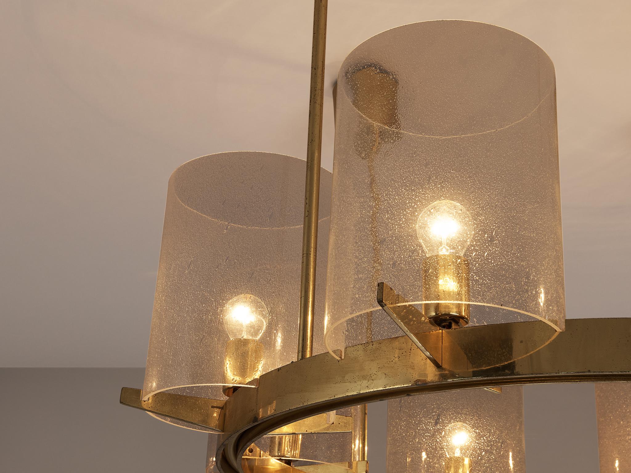 Hans-Agne Jakobsson Chandelier in Brass and Blown Glass  For Sale 1