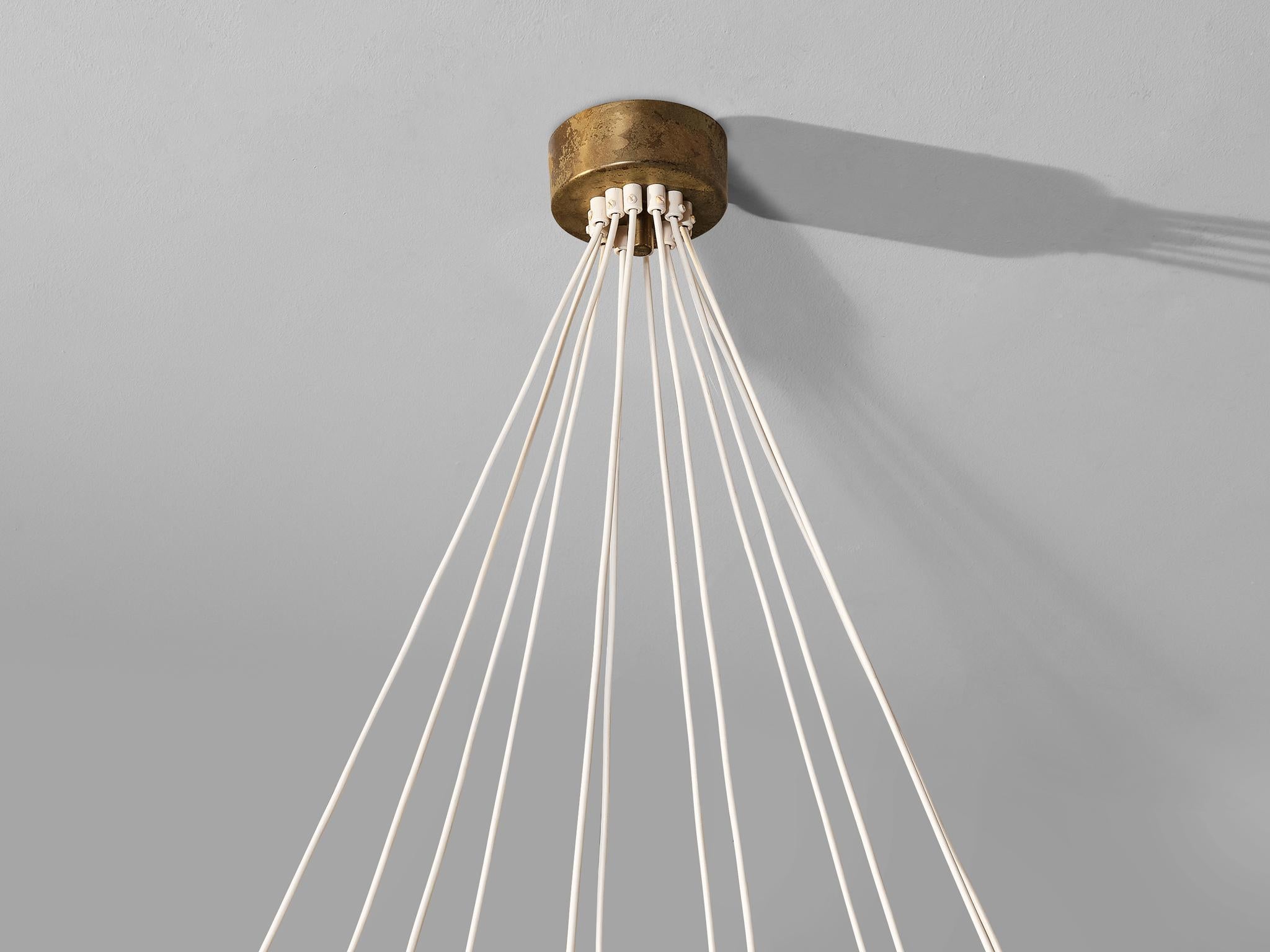 Hans-Agne Jakobsson Chandelier in Brass and White Opaque Glass  For Sale 5