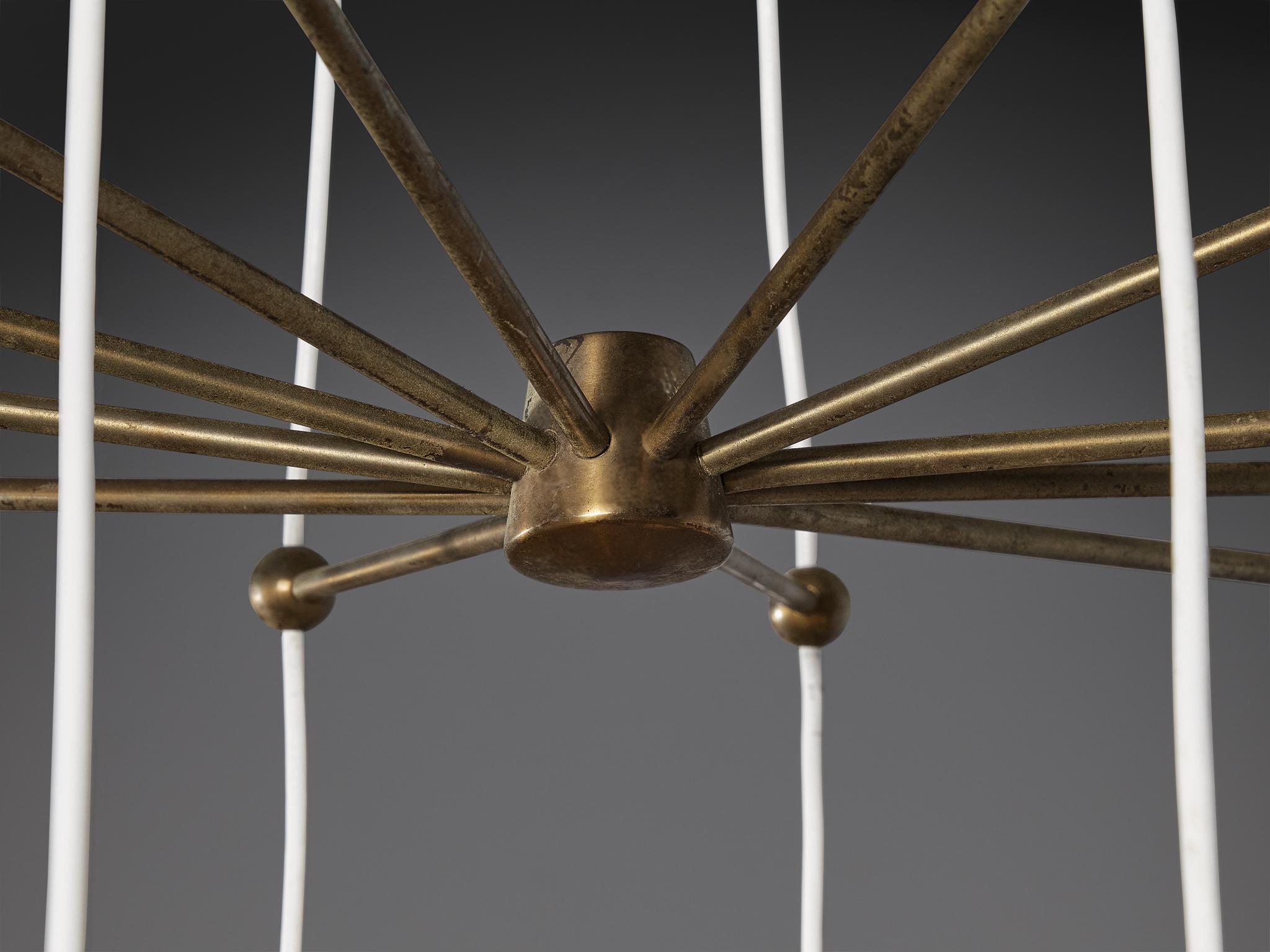 Hans-Agne Jakobsson Chandelier in Brass and White Opaque Glass  For Sale 3