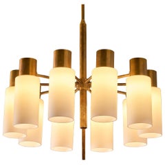 Lustre Hans-Agne Jakobsson en laiton et verre opaque blanc
