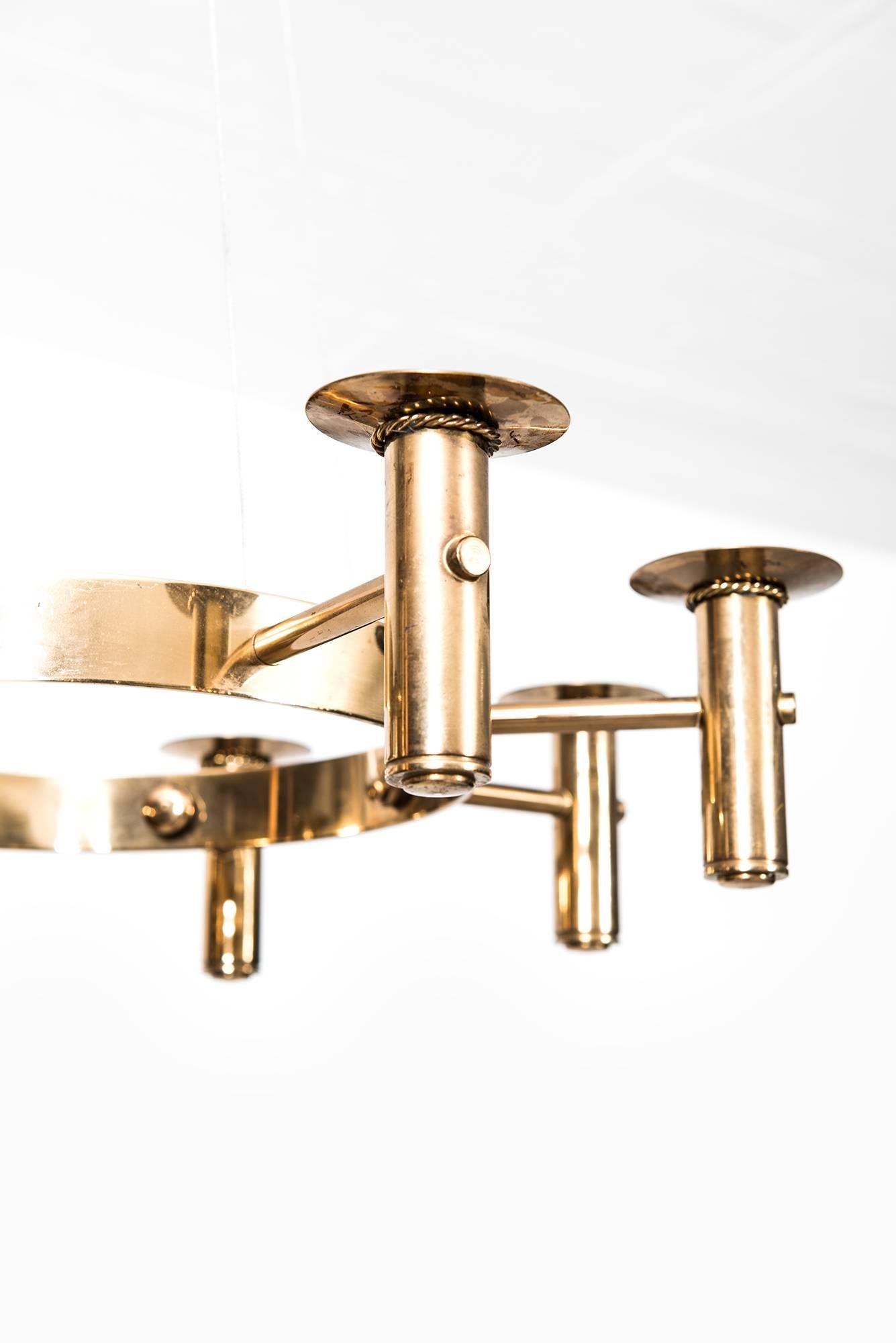 Hans-Agne Jakobsson Chandelier in Brass by Hans-Agne Jakobsson AB in Sweden 4