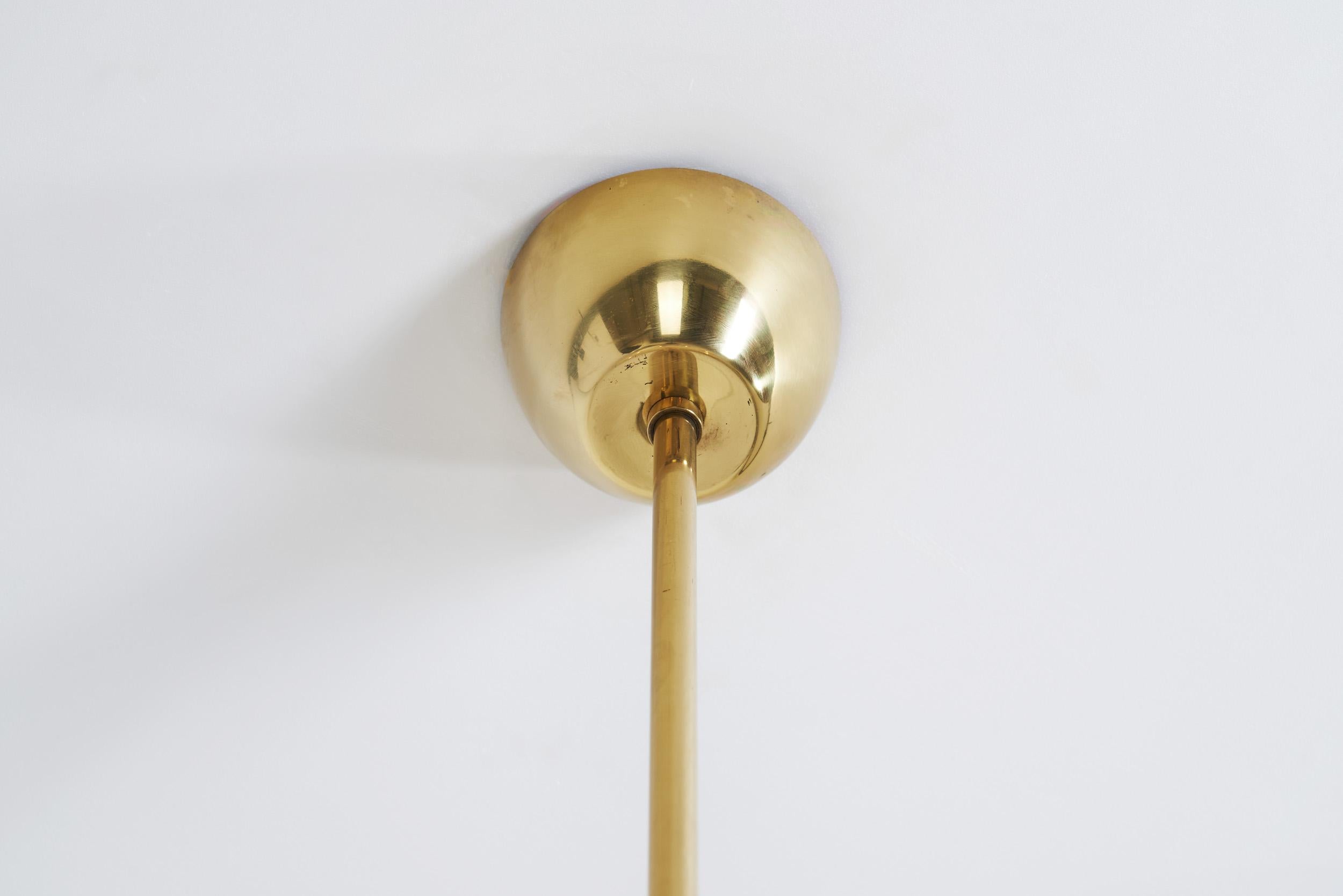 Hans-Agne Jakobsson Chandelier Model T-837/7 in Brass and Glass, Sweden 1960s For Sale 2