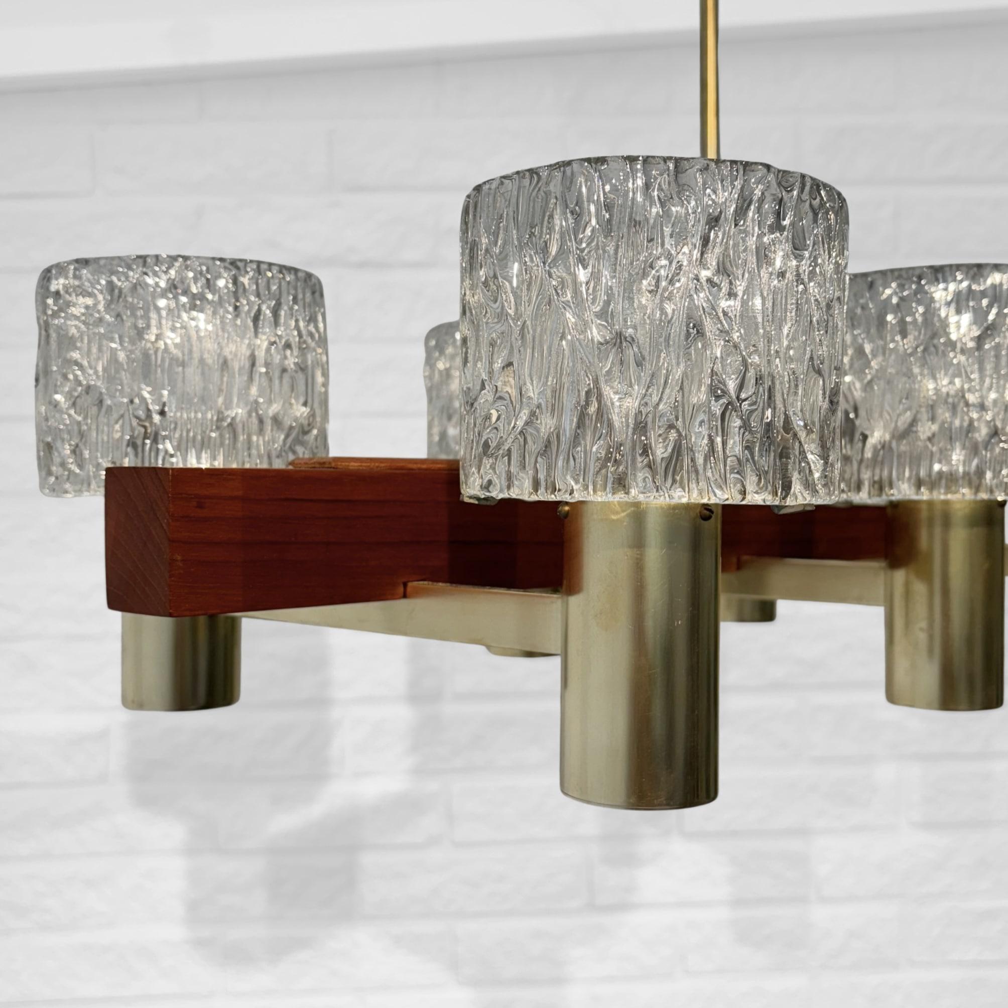 Lustre Hans-Agne Jakobsson, Modernité scandinave, teck et verre, Suède, années 1950 en vente 5