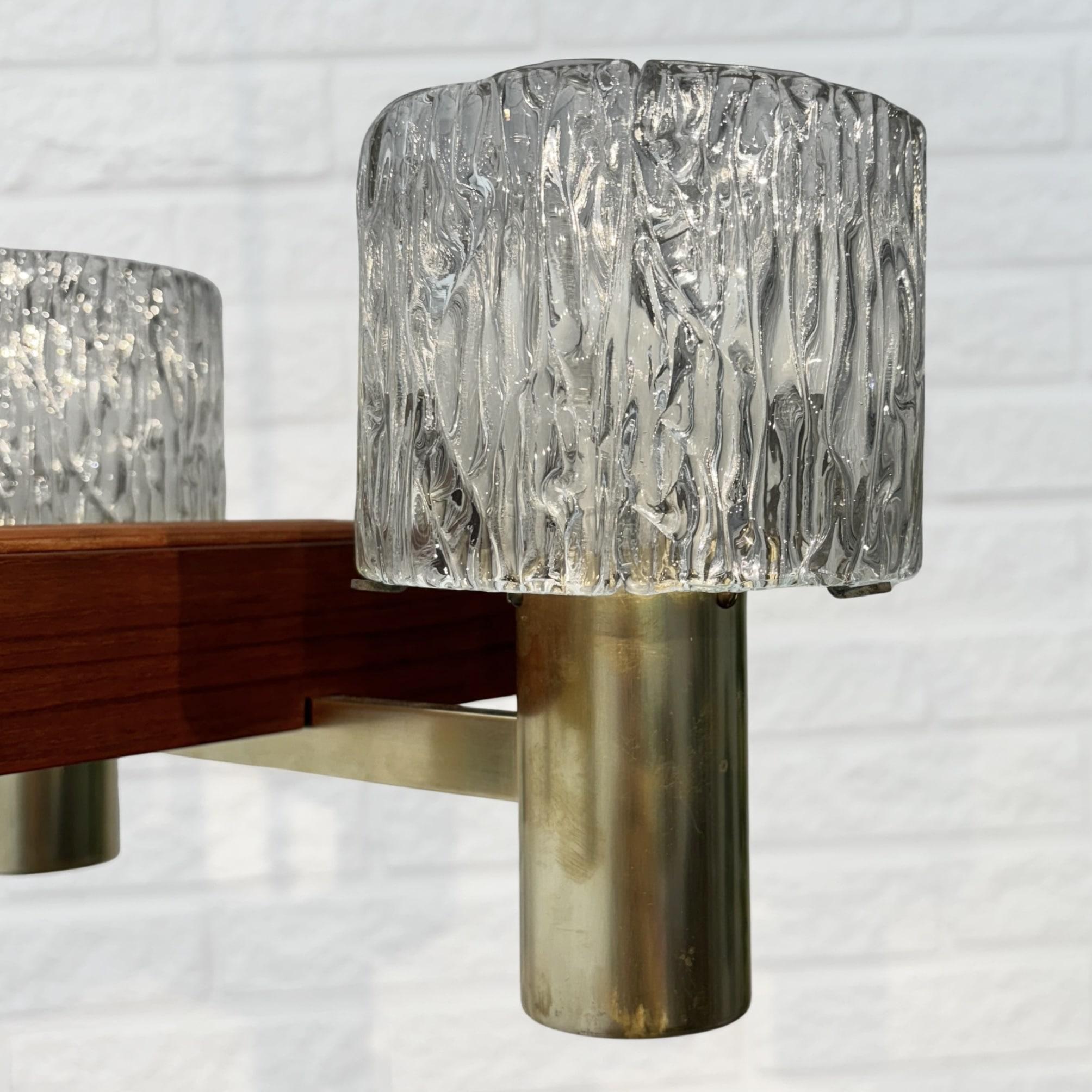 Lustre Hans-Agne Jakobsson, Modernité scandinave, teck et verre, Suède, années 1950 en vente 6