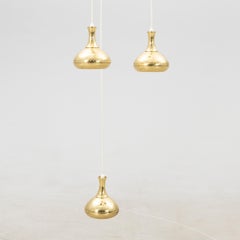 Hans-Agne Jakobsson lamp with 3 Pendants lights Markaryd Sweden  1960