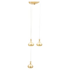 Hans-Agne Jakobsson lamp with 3 Pendants lights Markaryd Sweden  1960