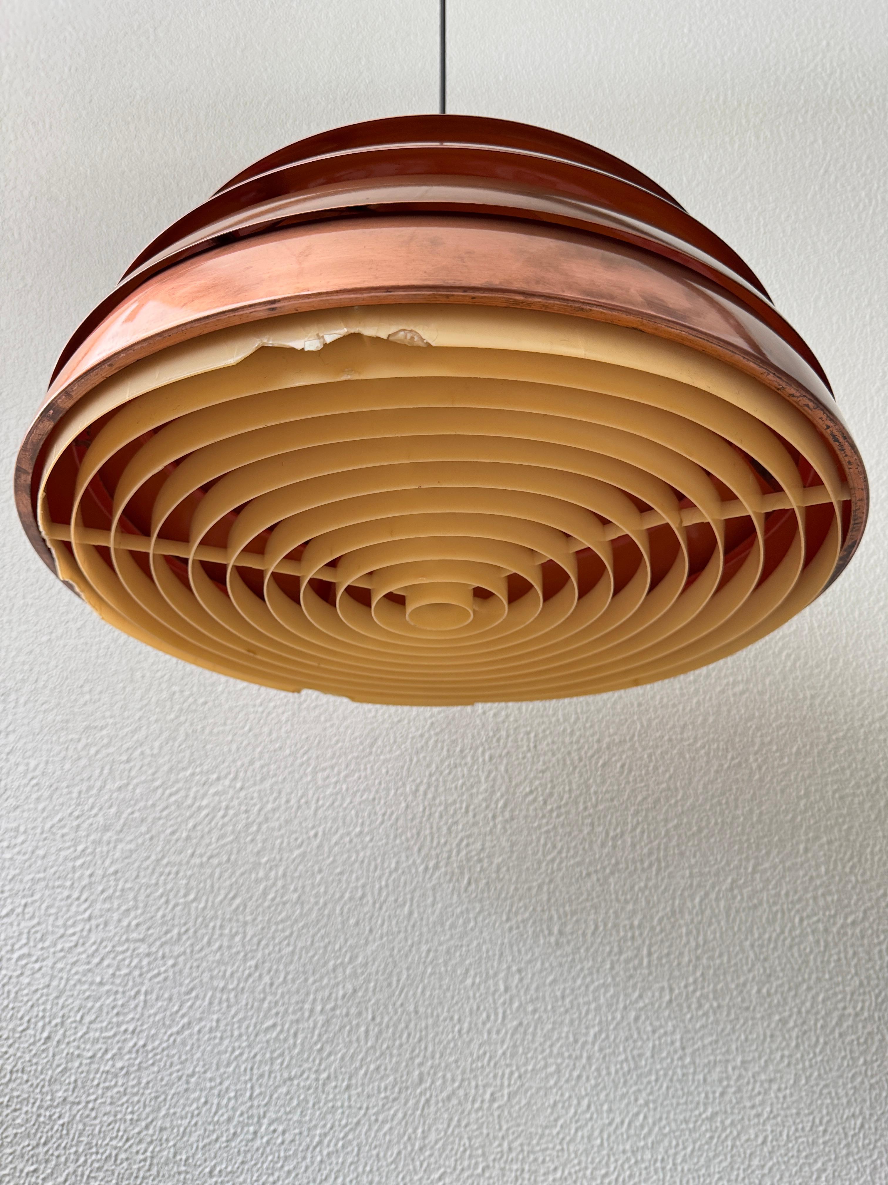 Hans-Agne Jakobsson Copper Pendant Lamp Model T325/450 Markaryd Sweden 1960s For Sale 4