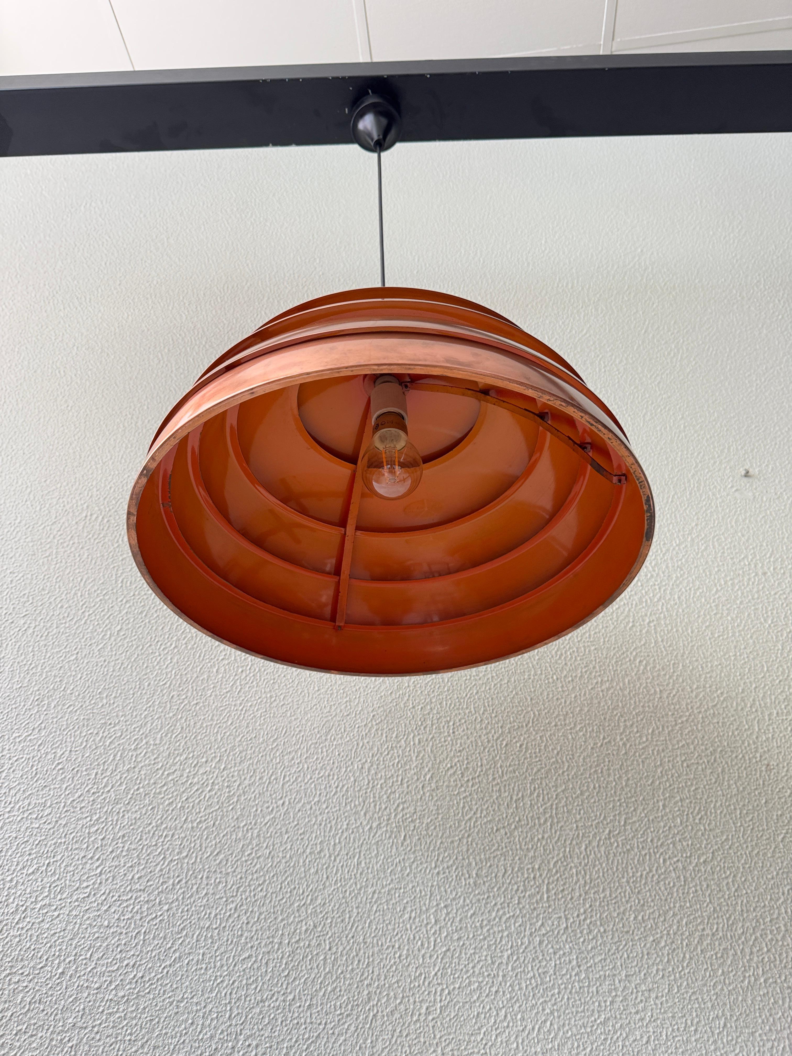 Hans-Agne Jakobsson Copper Pendant Lamp Model T325/450 Markaryd Sweden 1960s For Sale 10