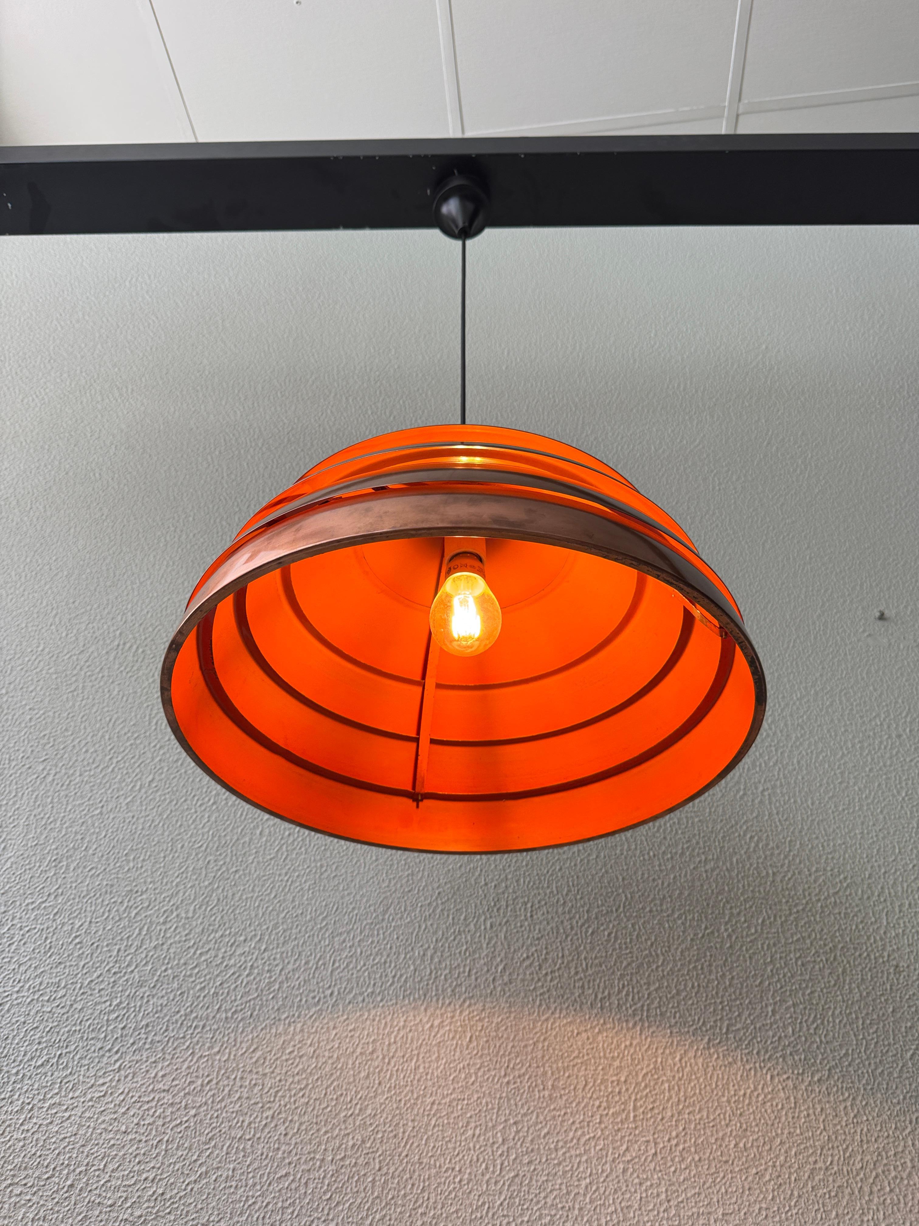 Hans-Agne Jakobsson Copper Pendant Lamp Model T325/450 Markaryd Sweden 1960s For Sale 11