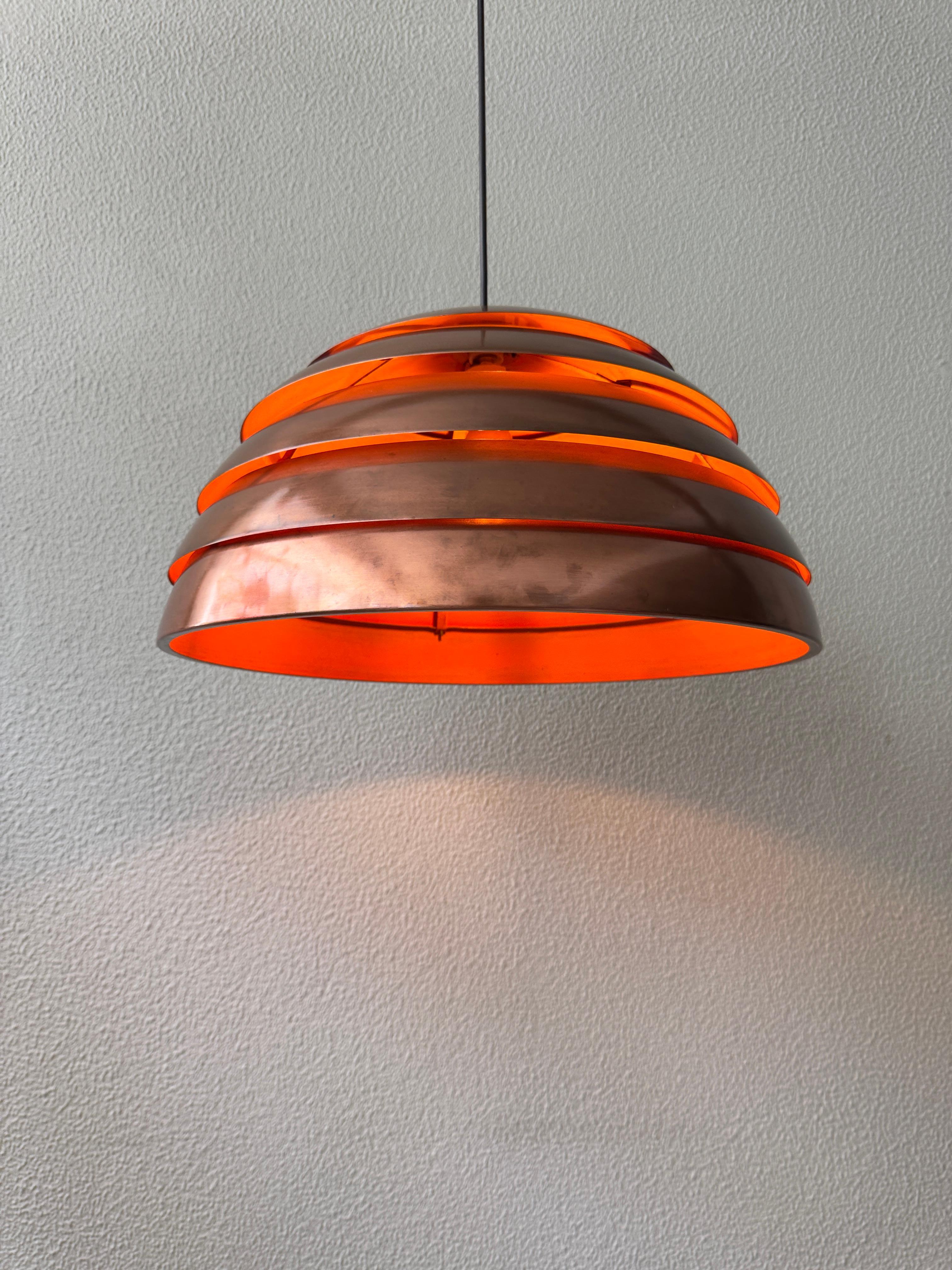 Hans-Agne Jakobsson Copper Pendant Lamp Model T325/450 Markaryd Sweden 1960s For Sale 12