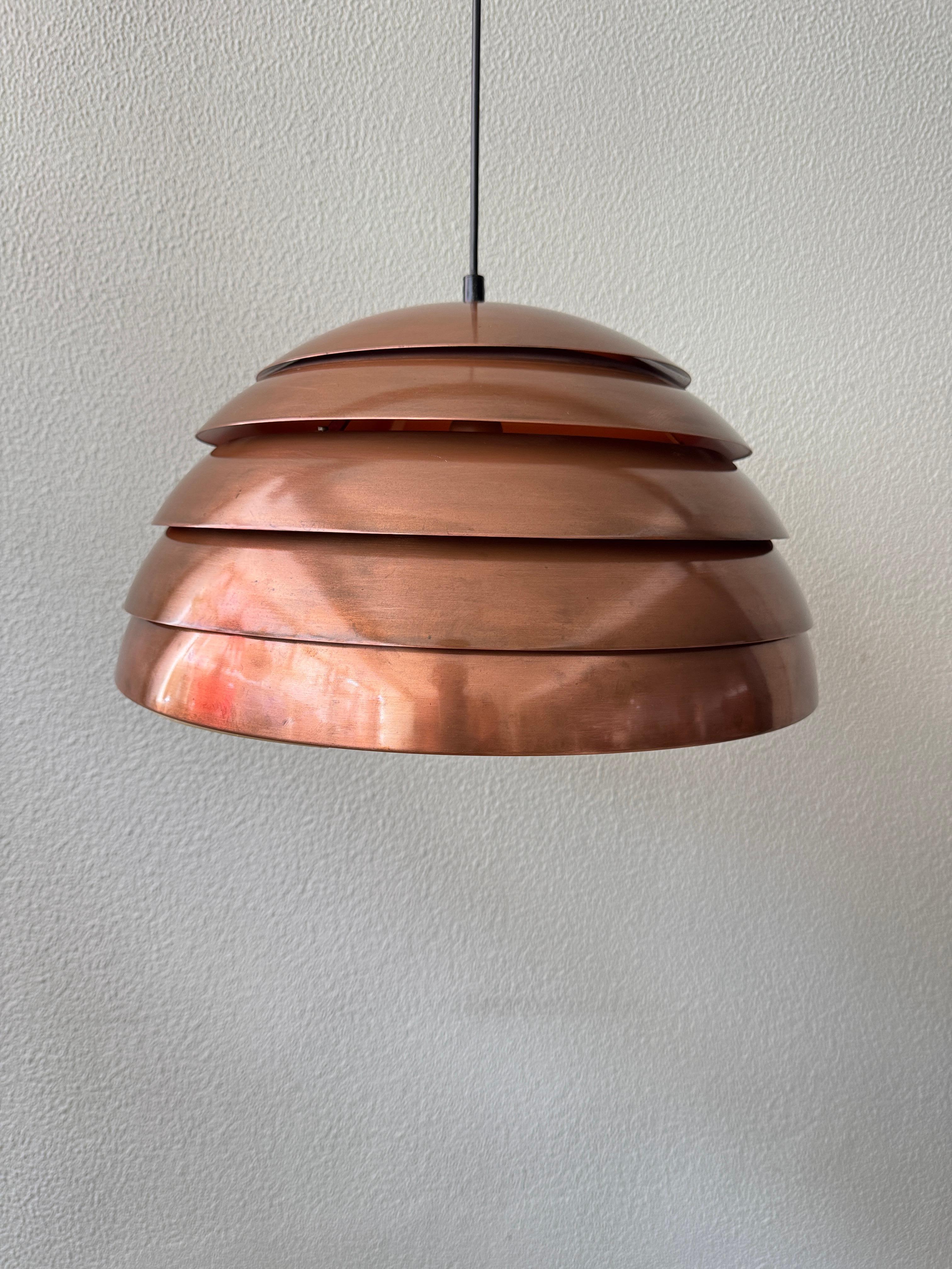 Hans-Agne Jakobsson Copper Pendant Lamp Model T325/450 Markaryd Sweden 1960s In Good Condition For Sale In Lisboa, PT