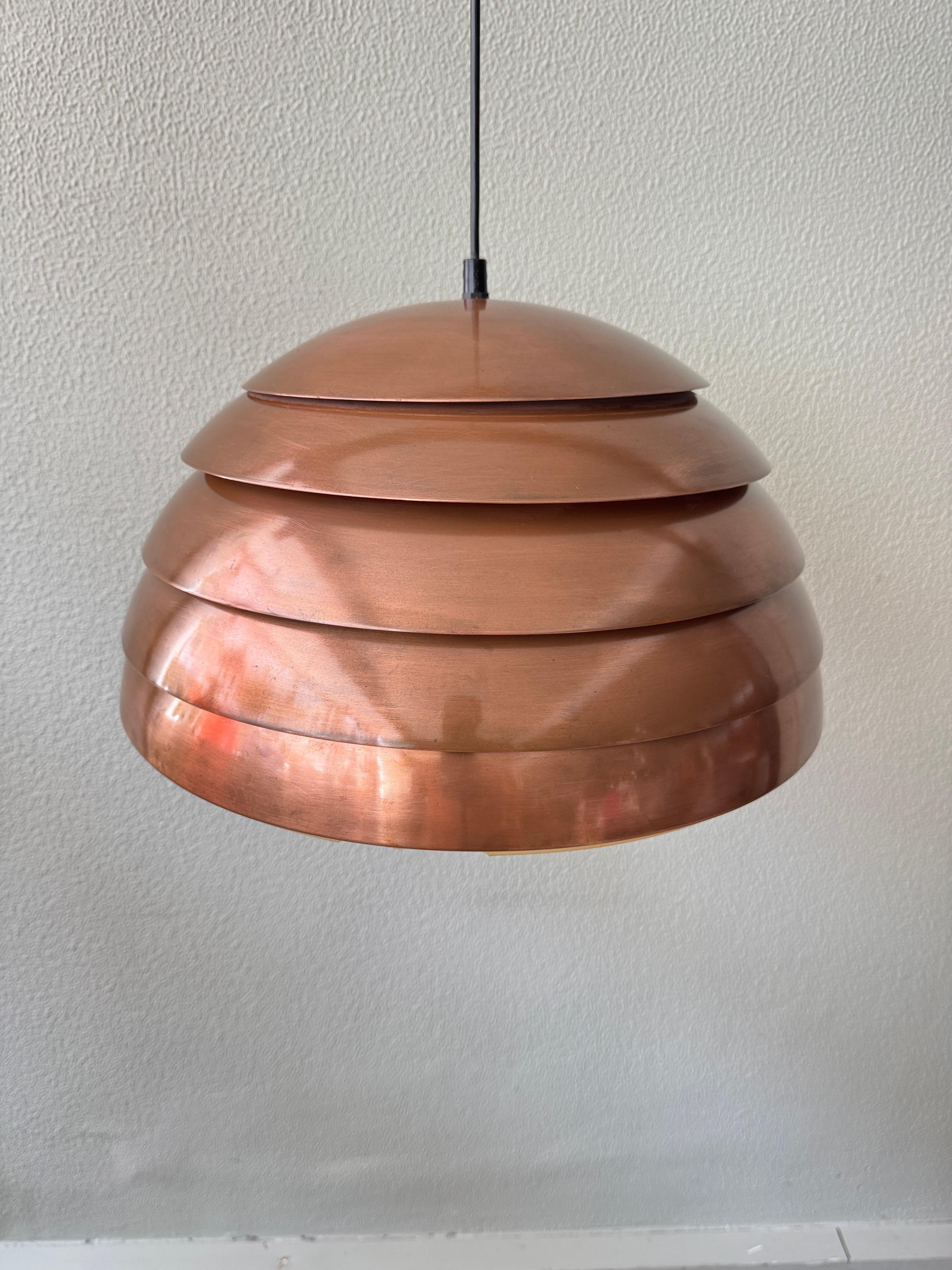 Mid-20th Century Hans-Agne Jakobsson Copper Pendant Lamp Model T325/450 Markaryd Sweden 1960s For Sale