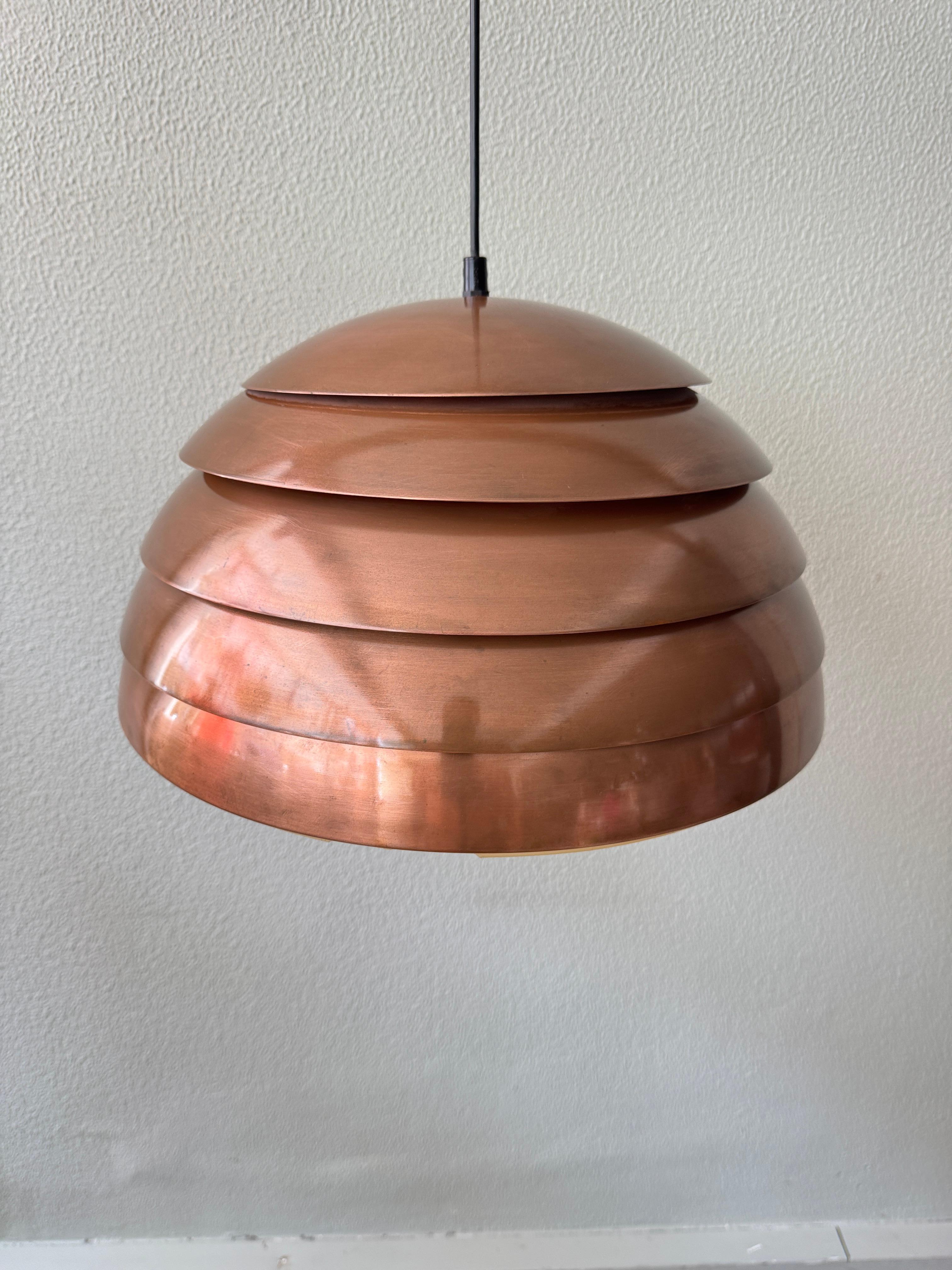 Hans-Agne Jakobsson Copper Pendant Lamp Model T325/450 Markaryd Sweden 1960s For Sale 1