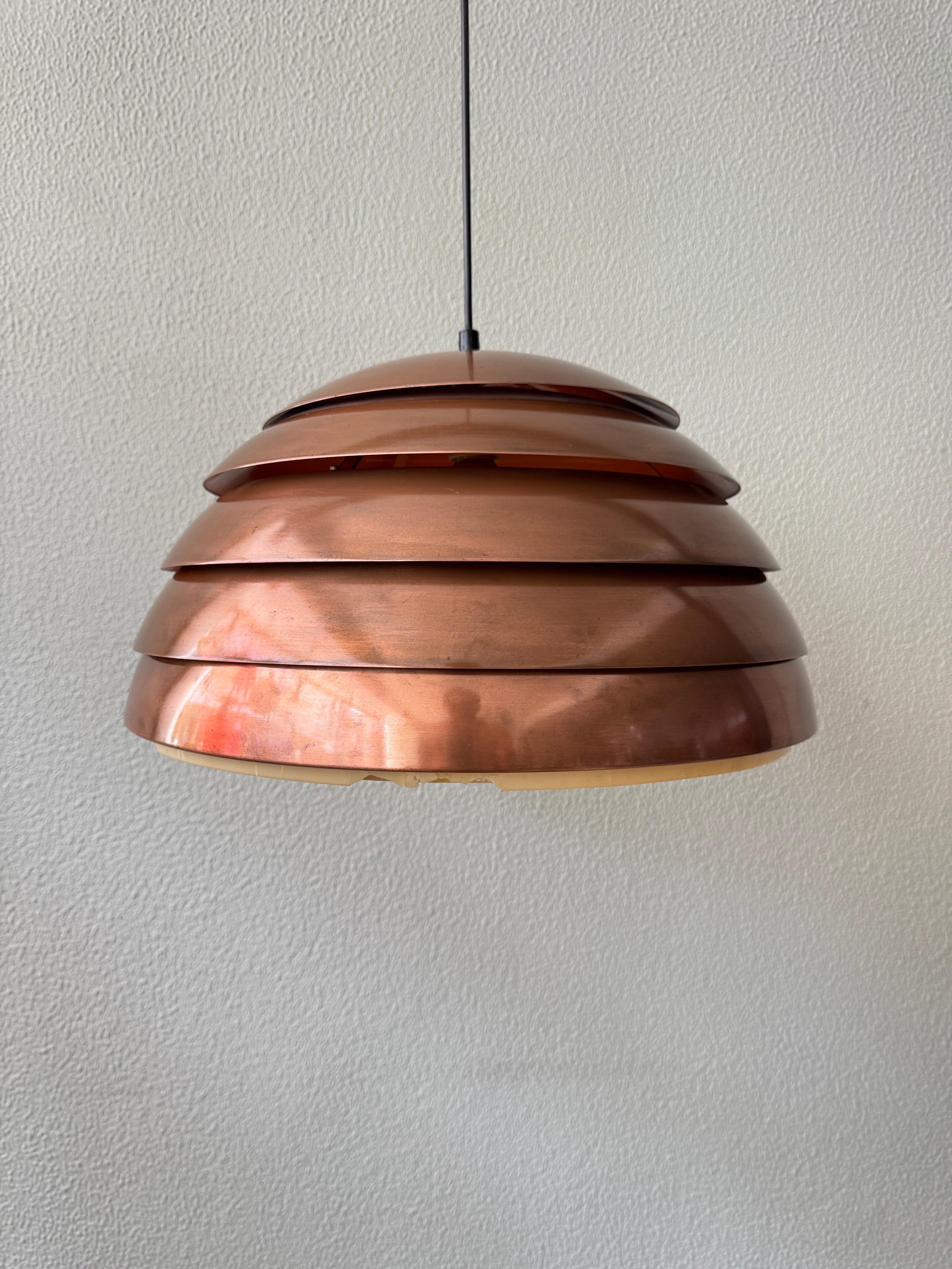 Hans-Agne Jakobsson Copper Pendant Lamp Model T325/450 Markaryd Sweden 1960s For Sale 2