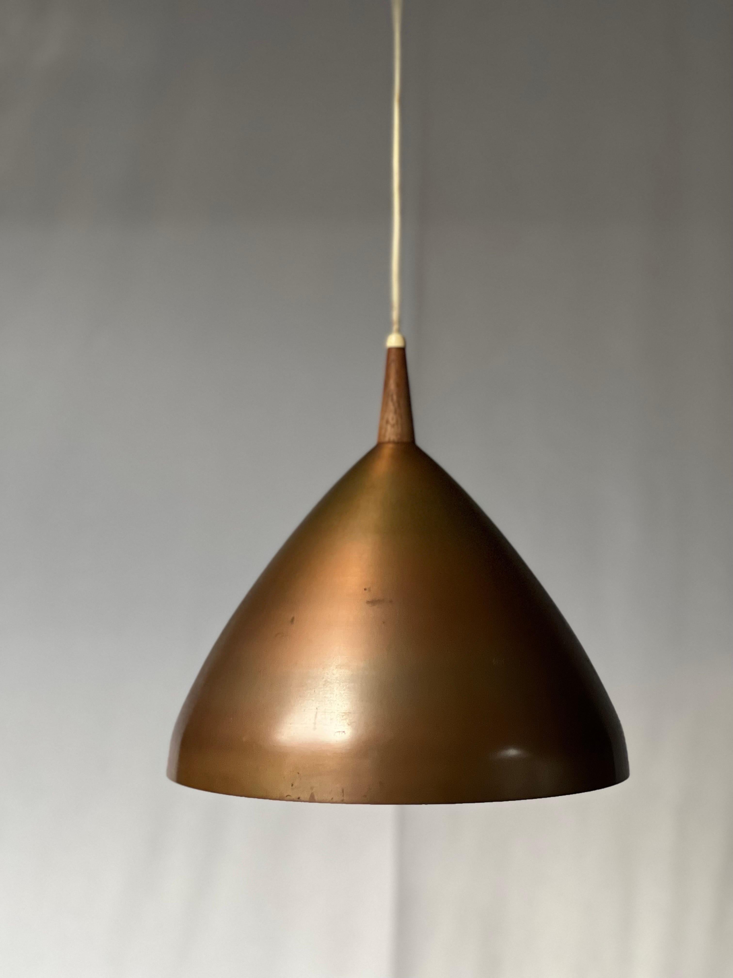 Metal Hans Agne Jakobsson Copper suspension Lamp, Midcentury from Sweden 1950's For Sale