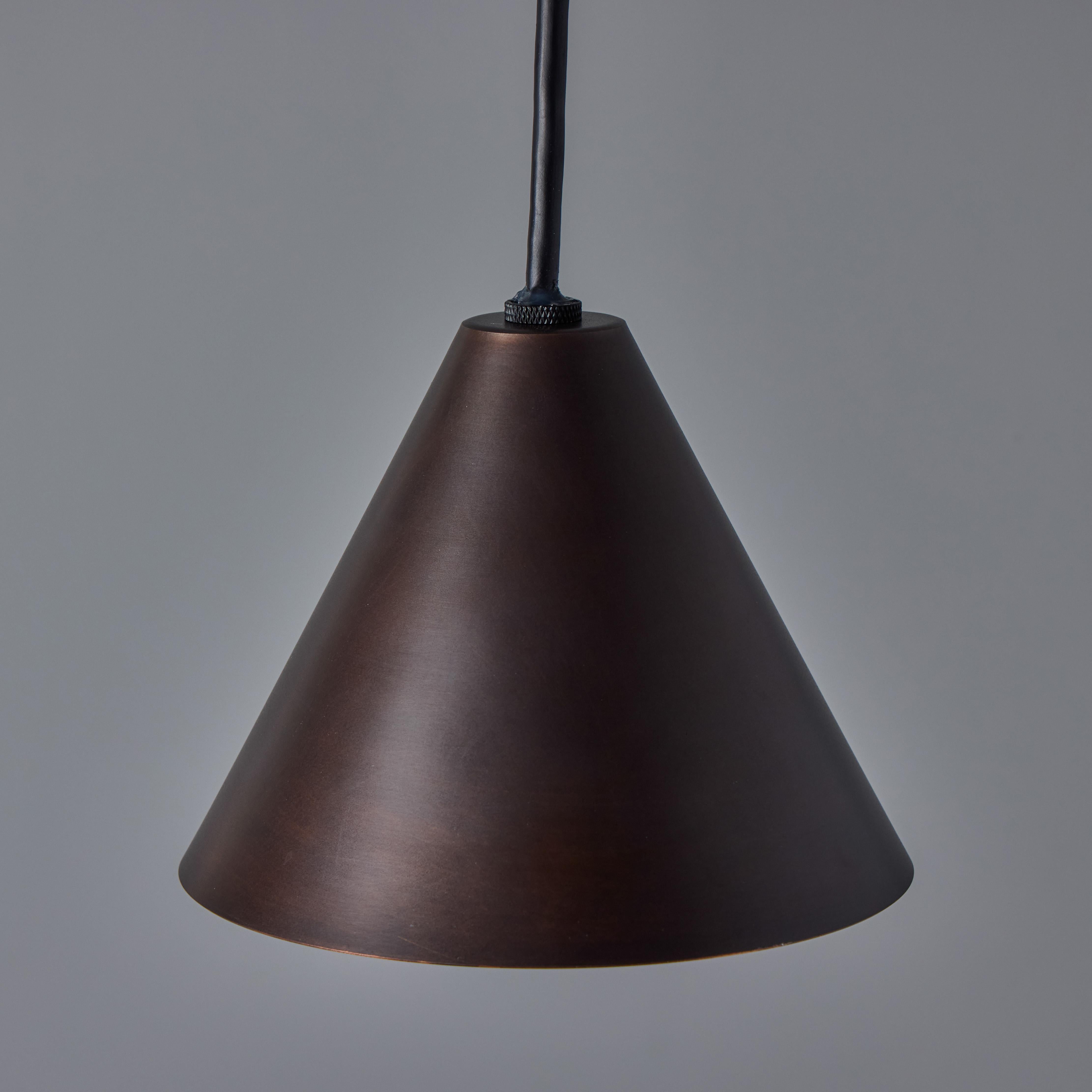 Hans-Agne Jakobsson Dark Brown Patinated 'Mini-Tratten' Outdoor Pendant For Sale 7