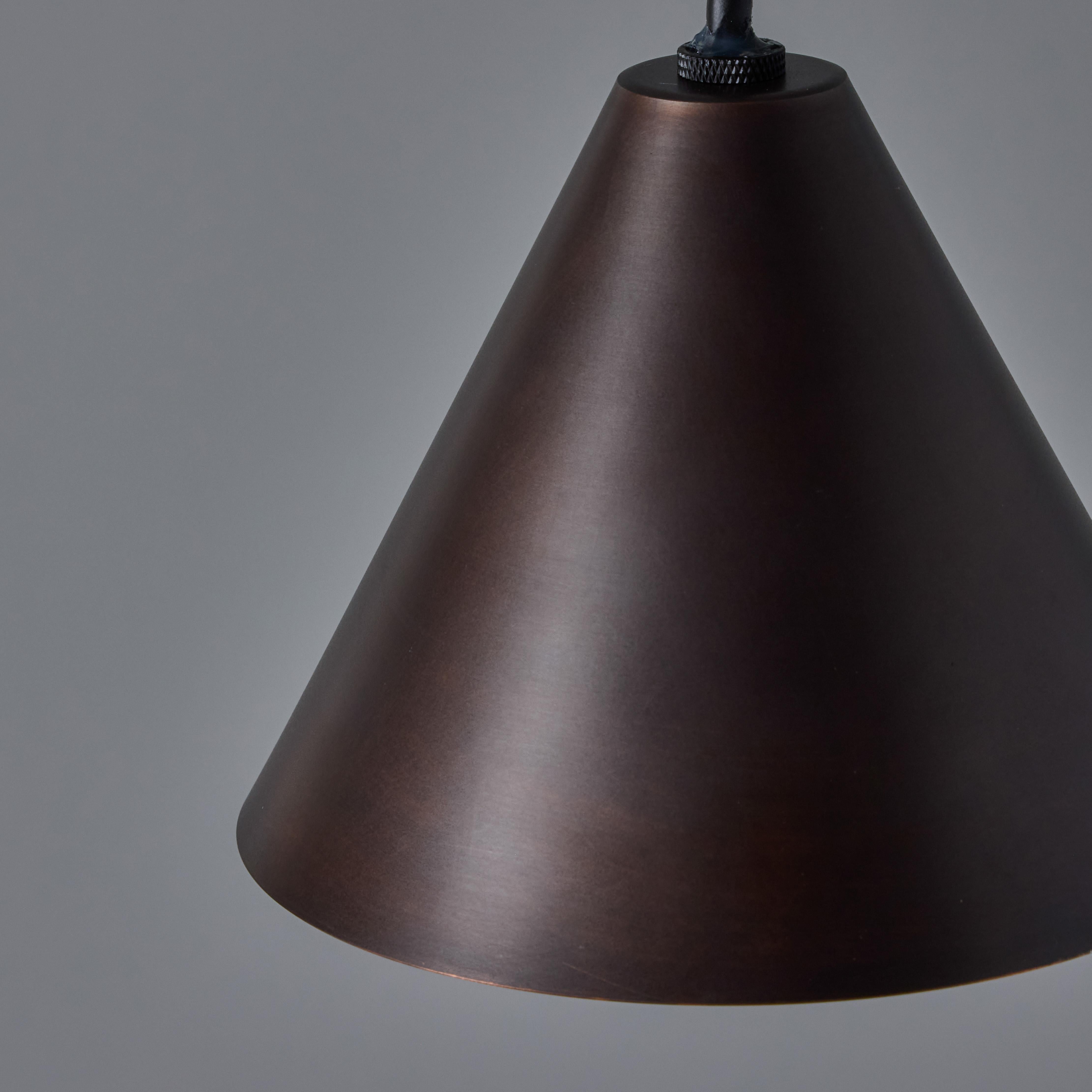 Hans-Agne Jakobsson Dark Brown Patinated 'Mini-Tratten' Outdoor Pendant For Sale 9