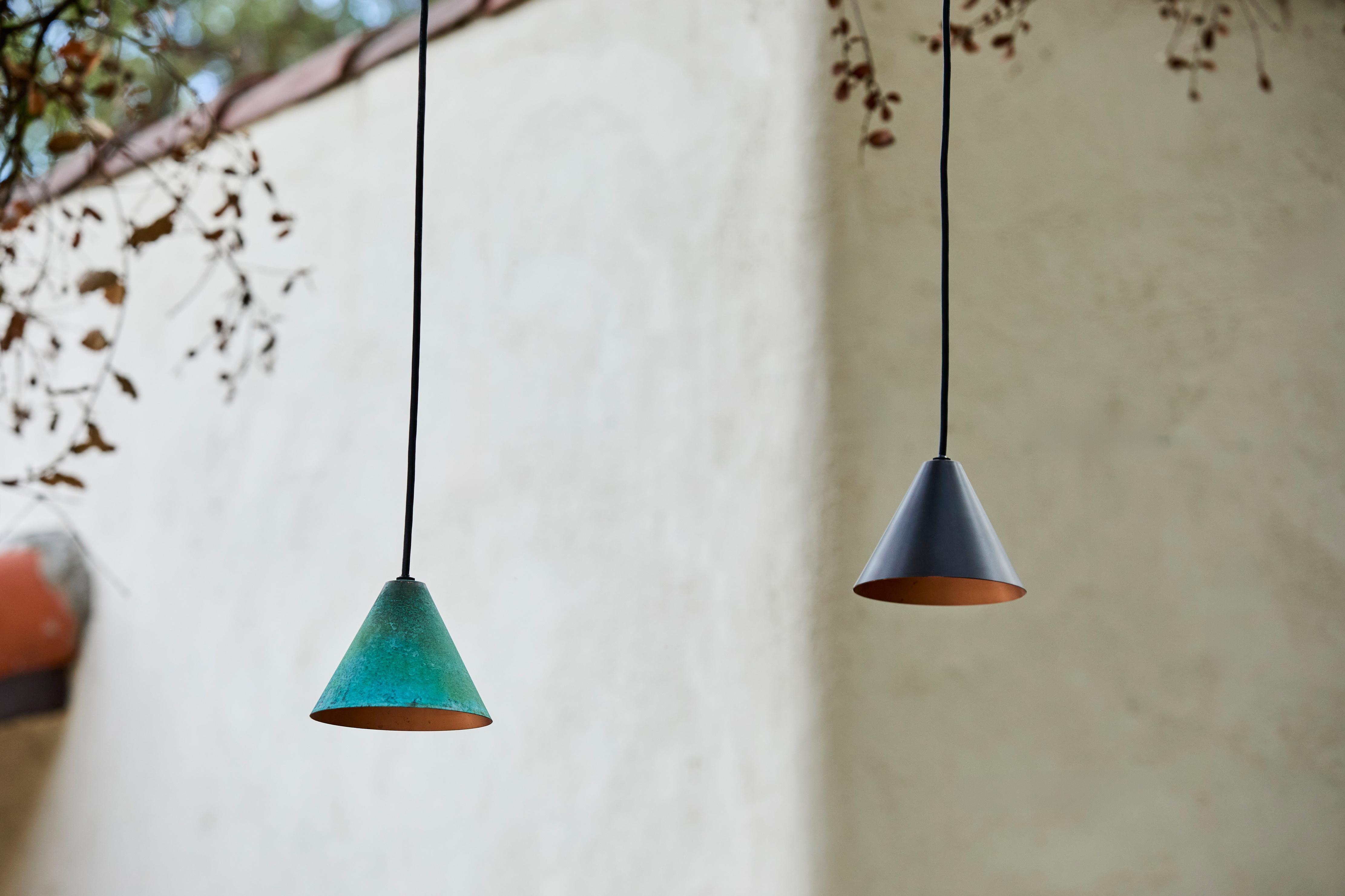 Scandinavian Modern Hans-Agne Jakobsson Dark Brown Patinated 'Mini-Tratten' Outdoor Pendant For Sale