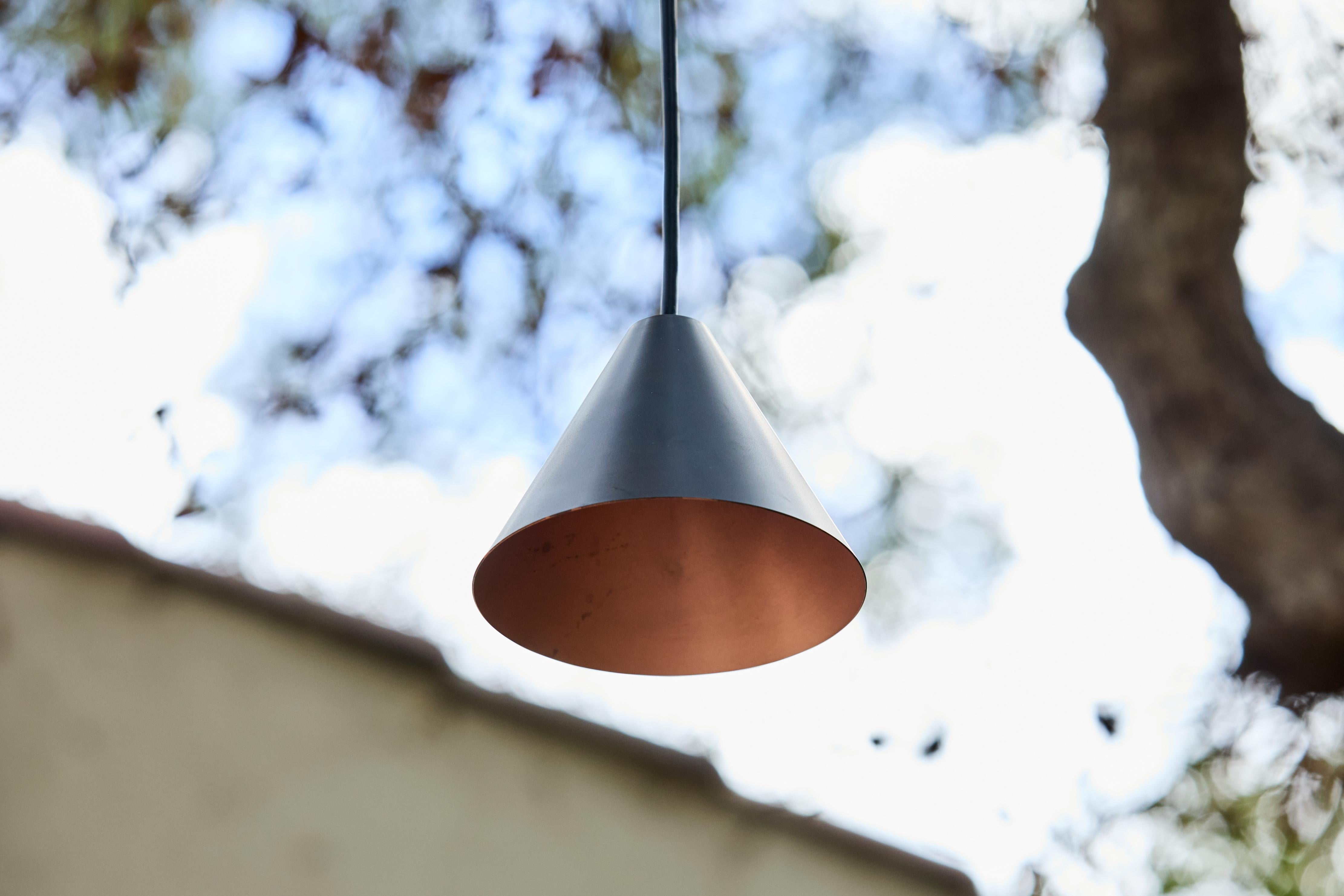 Contemporary Hans-Agne Jakobsson Dark Brown Patinated 'Mini-Tratten' Outdoor Pendant For Sale