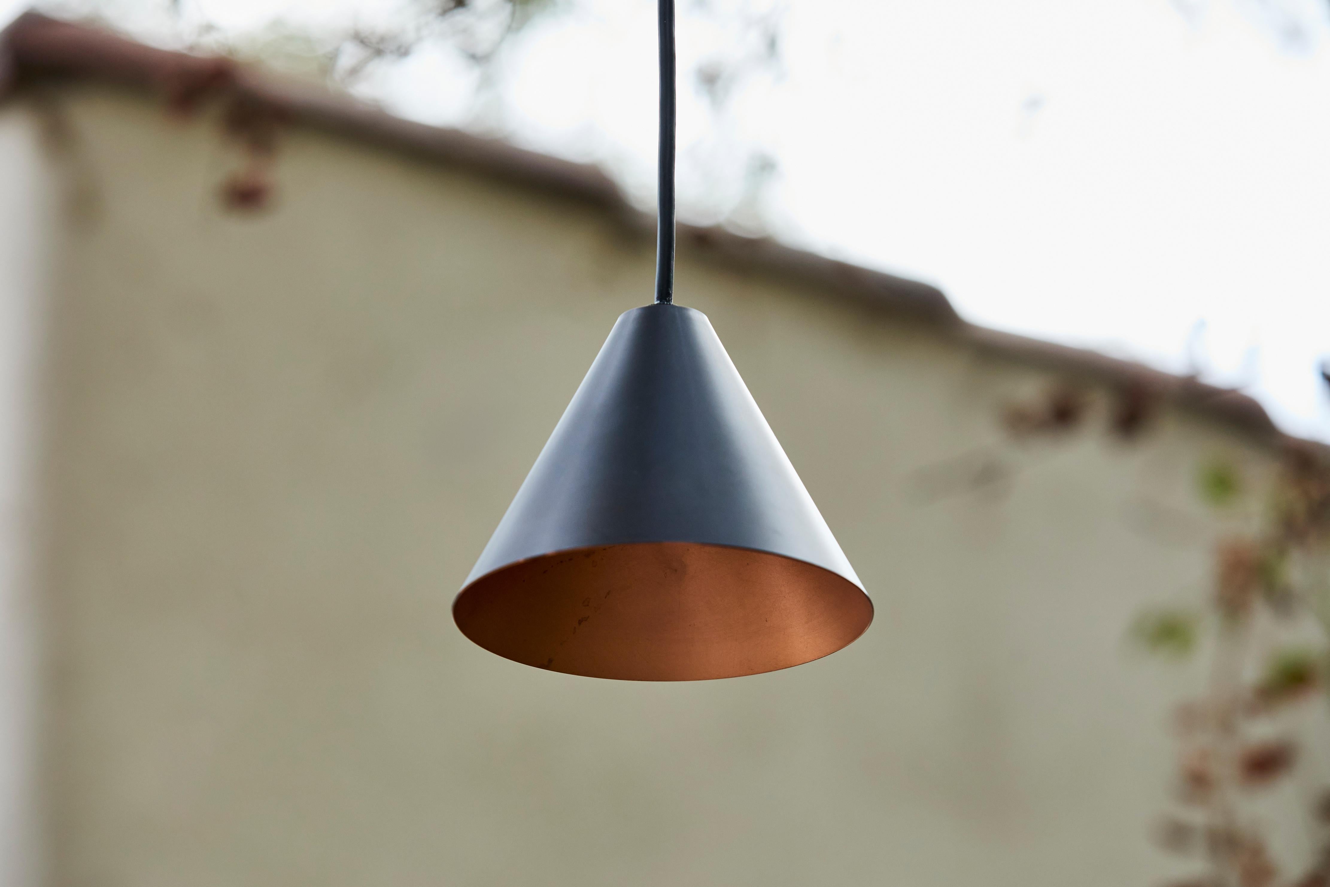 Metal Hans-Agne Jakobsson Dark Brown Patinated 'Mini-Tratten' Outdoor Pendant For Sale
