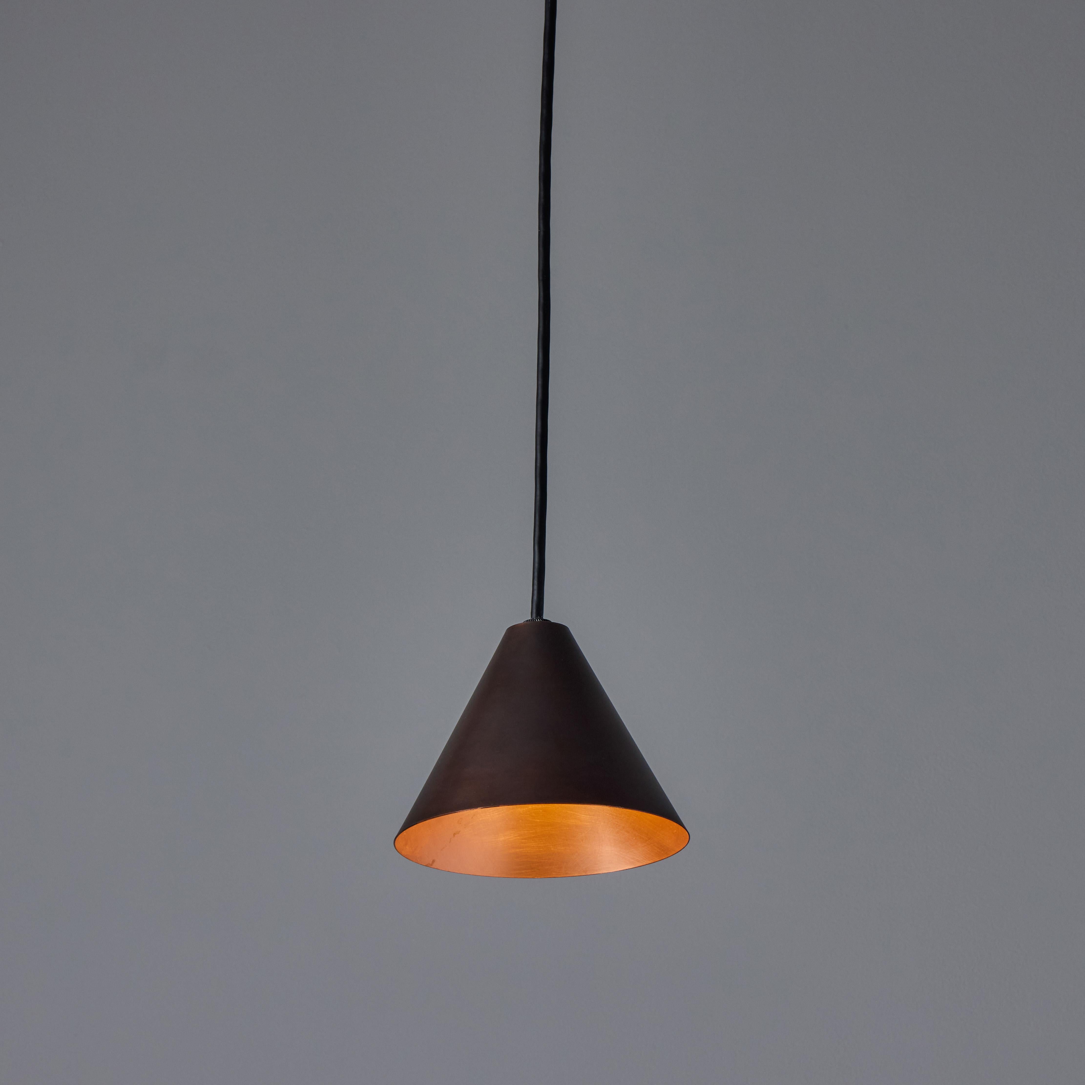 Hans-Agne Jakobsson Dark Brown Patinated 'Mini-Tratten' Outdoor Pendant For Sale 1